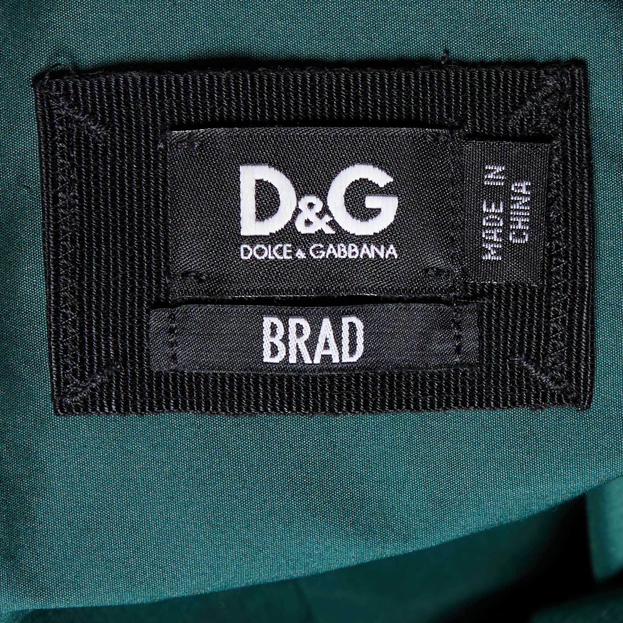 D&G Green Cotton Button Front Brad Fit Shirt M