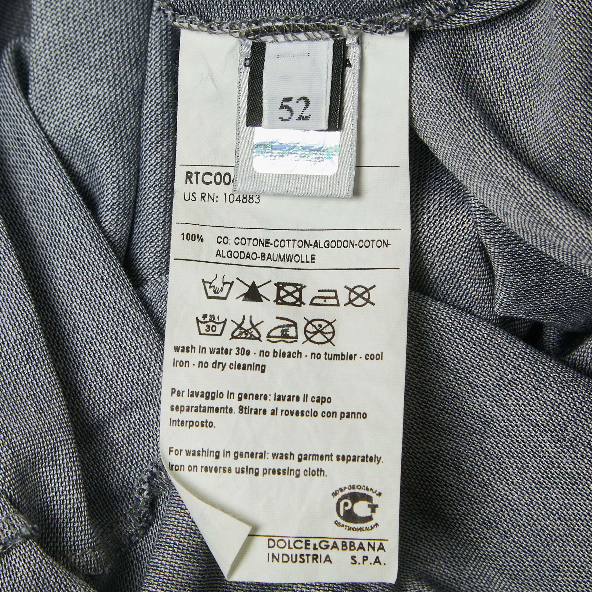 D&G Grey/Navy Blue Cotton Pique Polo T-Shirt XL