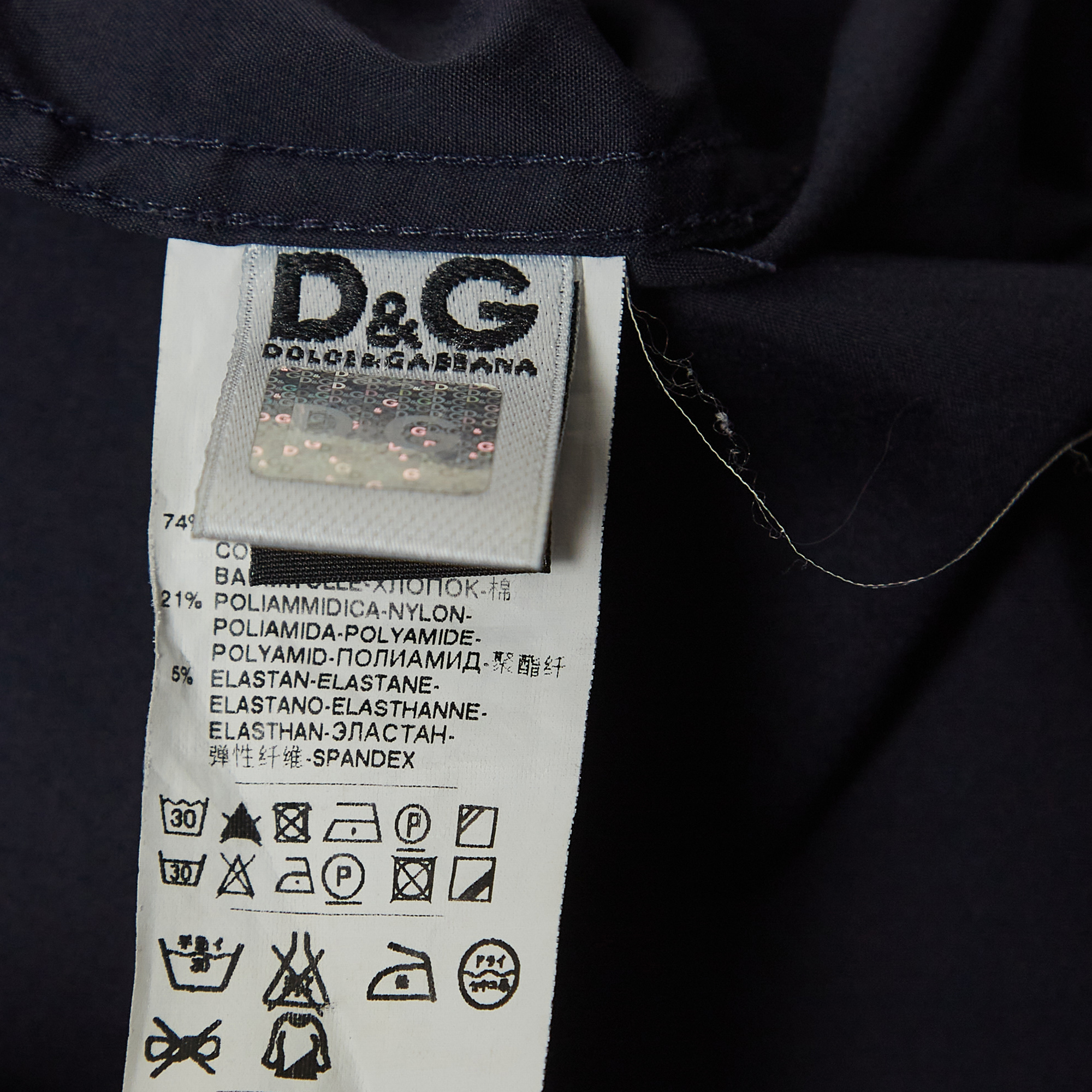 D&G Brad Navy Blue Cotton Button Front Full Sleeve Shirt S