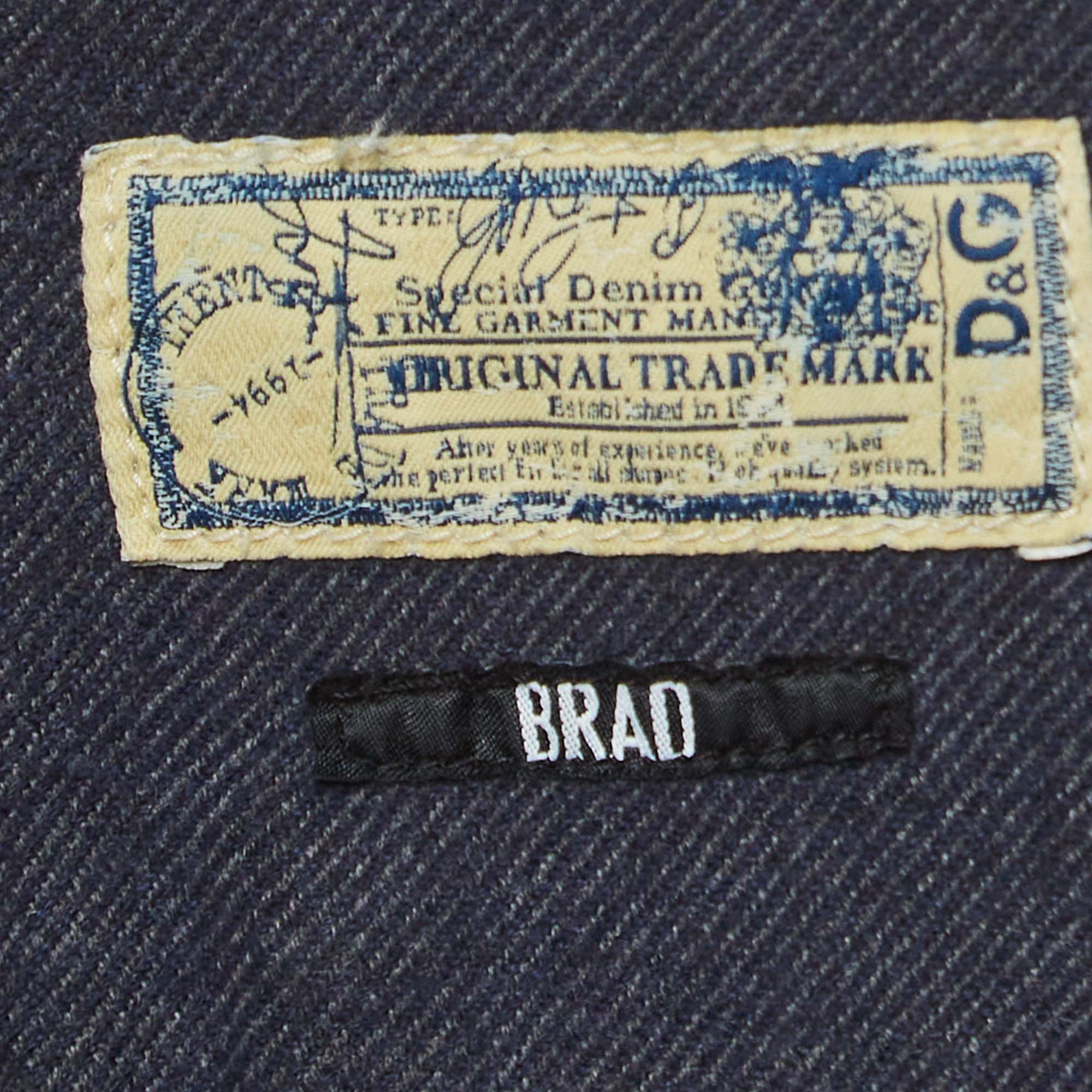 D&G Brad Blue Denim Button Front Full Sleeve Shirt S