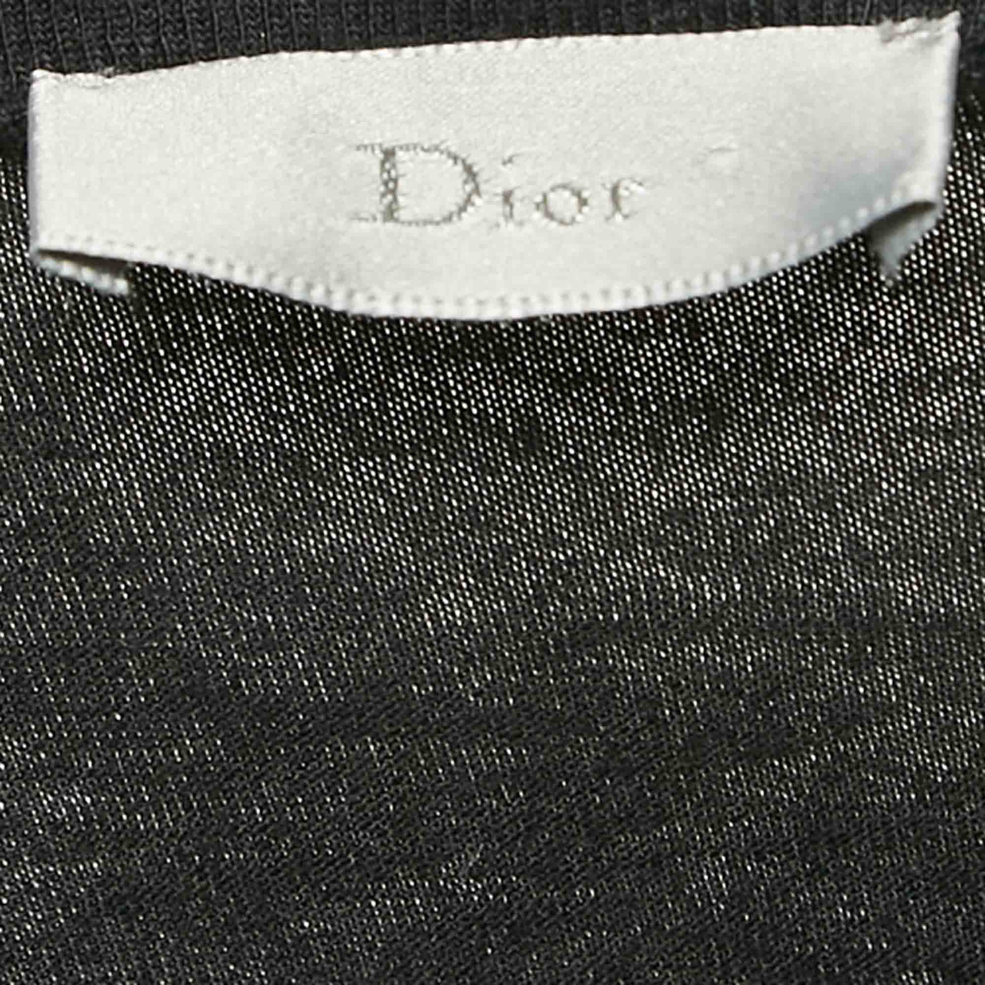 Dior Homme Black Printed Cotton Jersey Crew Neck T-Shirt XS