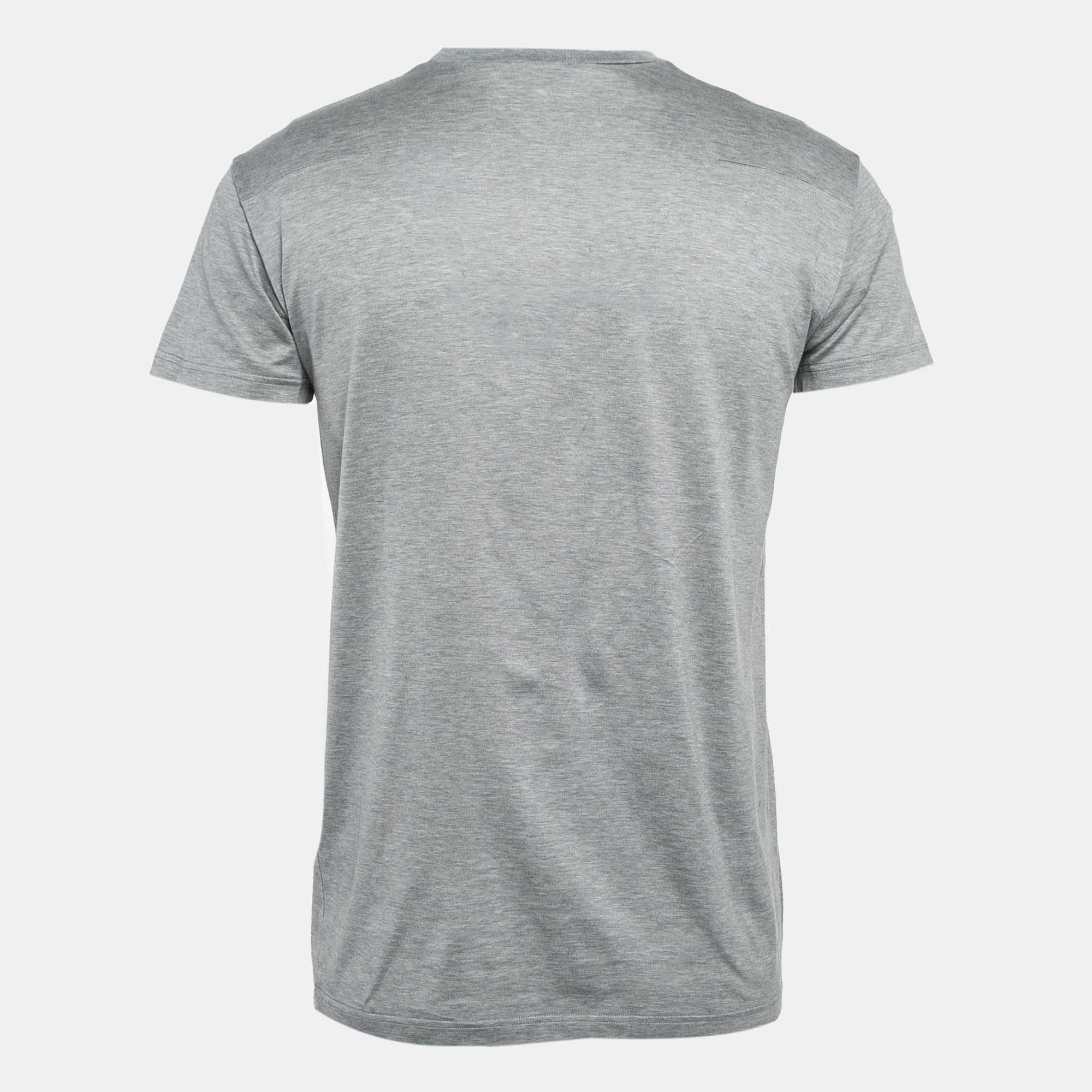 Dior Homme Grey Printed Cotton Jersey T-Shirt XS