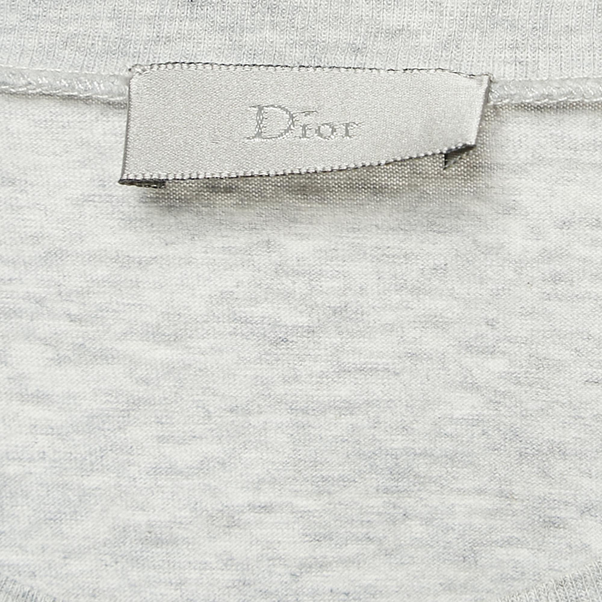 Dior Homme Grey Printed Cotton Jersey T-Shirt S