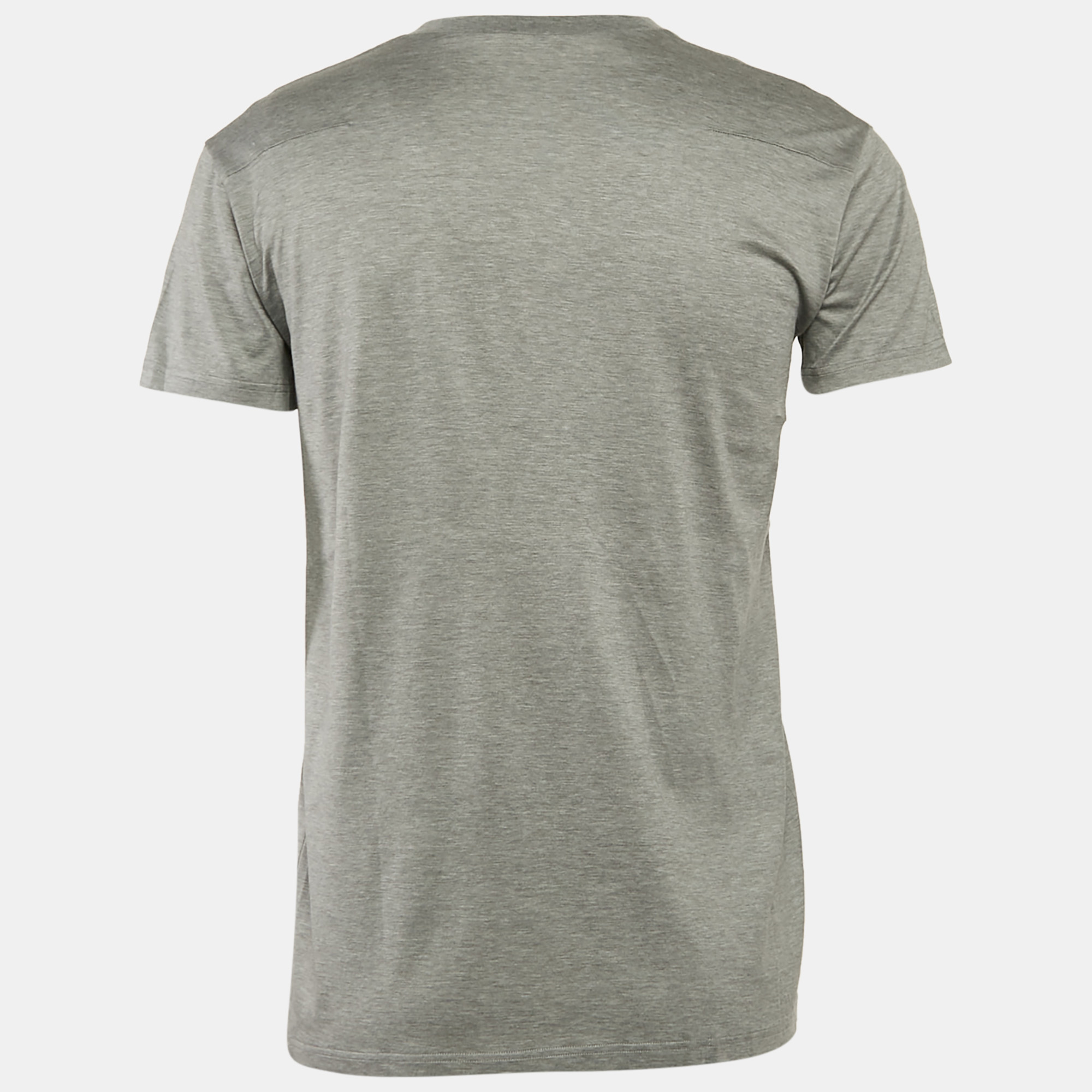 Dior Homme Grey Printed Jersey V-Neck T-Shirt S