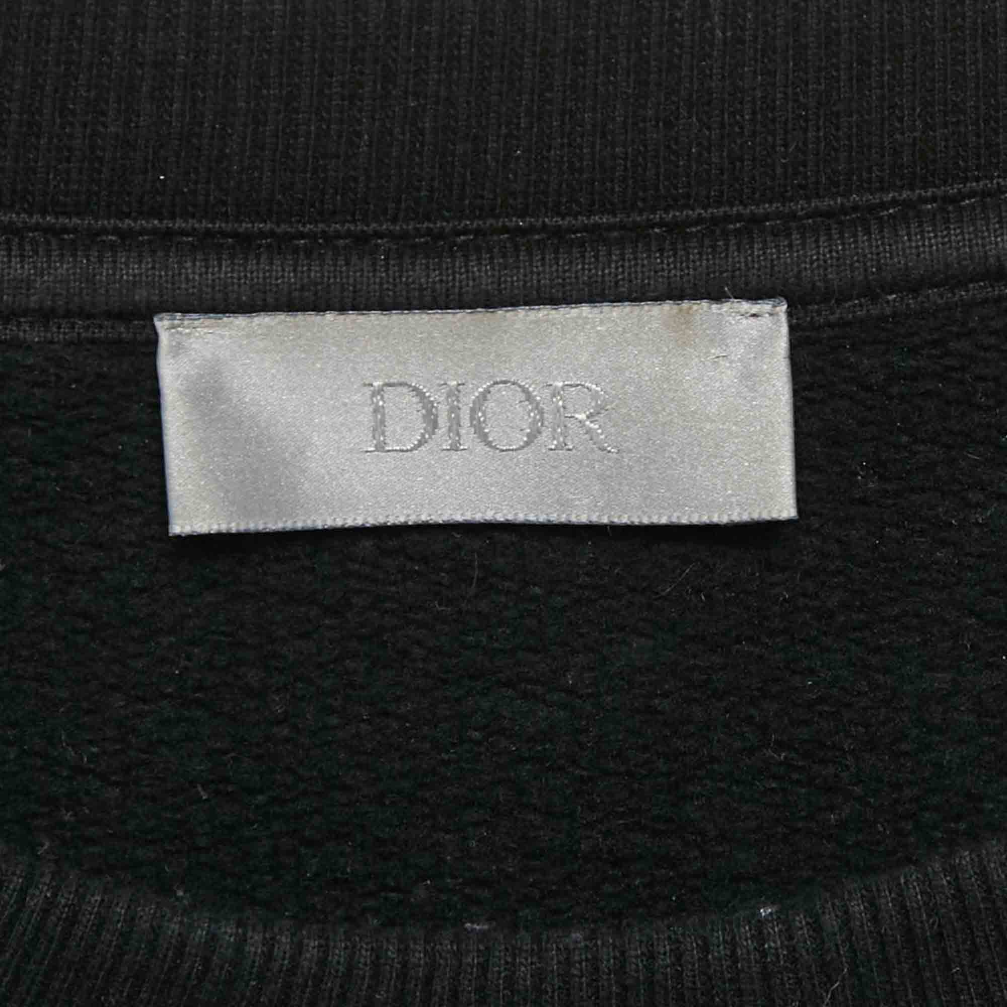 Dior Homme Black Logo Embroidered Cotton Knit Sweatshirt S