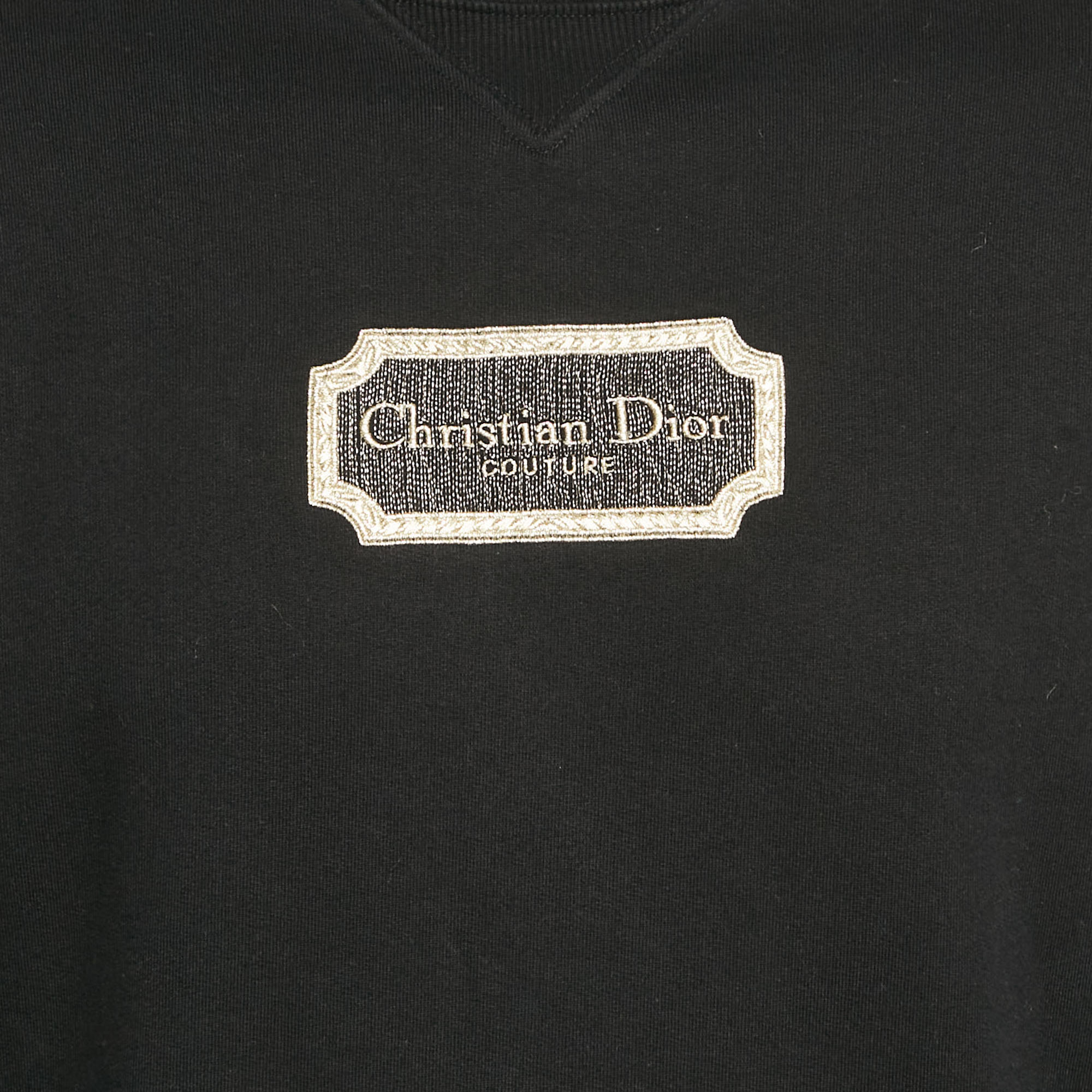 Dior Homme Black Logo Embroidered Cotton Knit Sweatshirt S