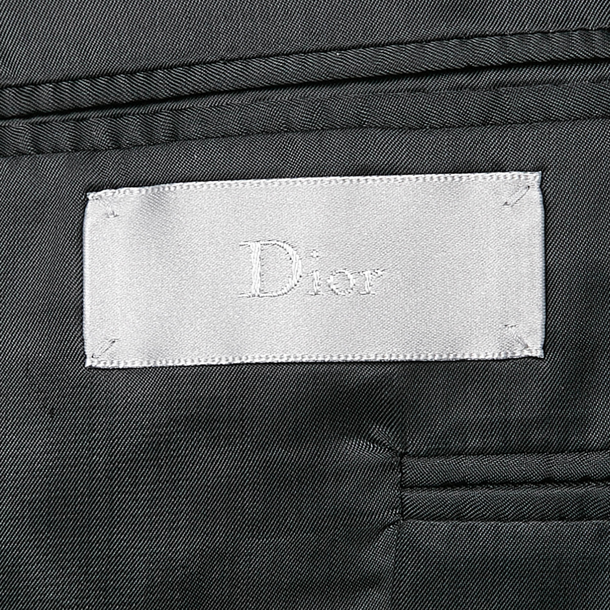 Dior Homme Navy Blue Wool Single Breasted Pants Suit M