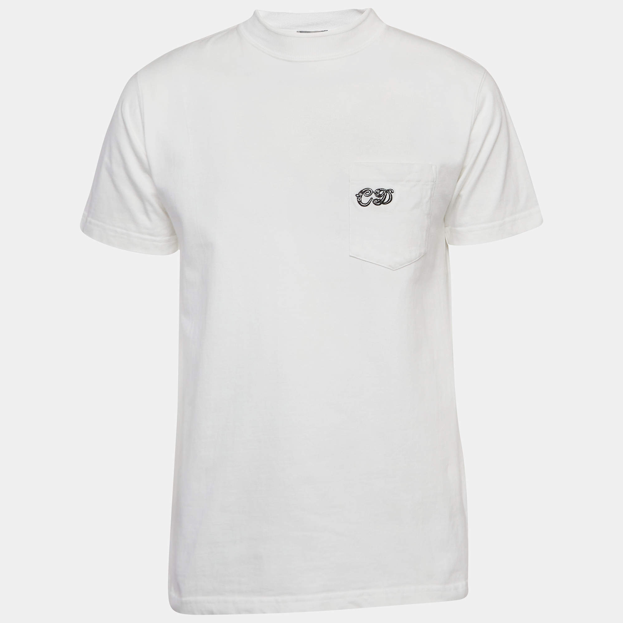 Dior homme white cd embroidered cotton t-shirt s