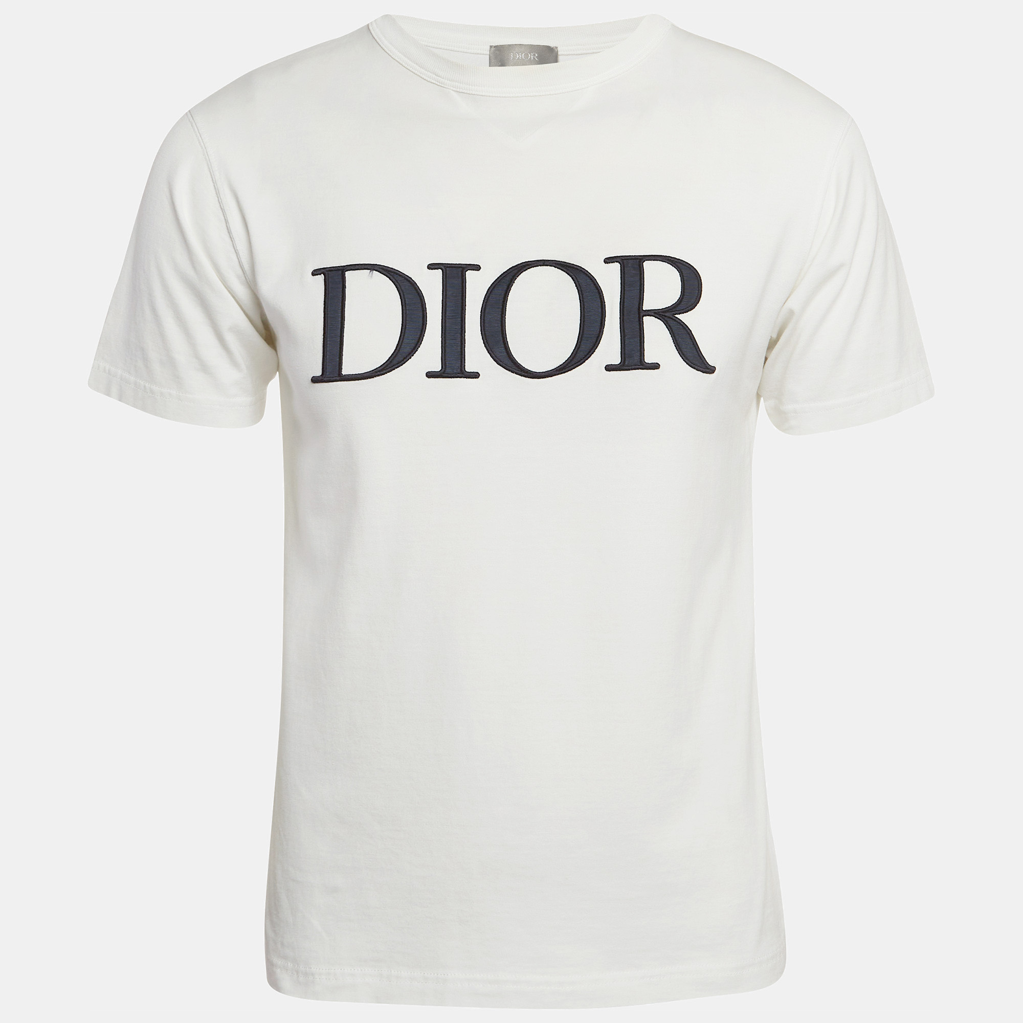 Dior homme white  logo embroidered cotton t-shirt xs