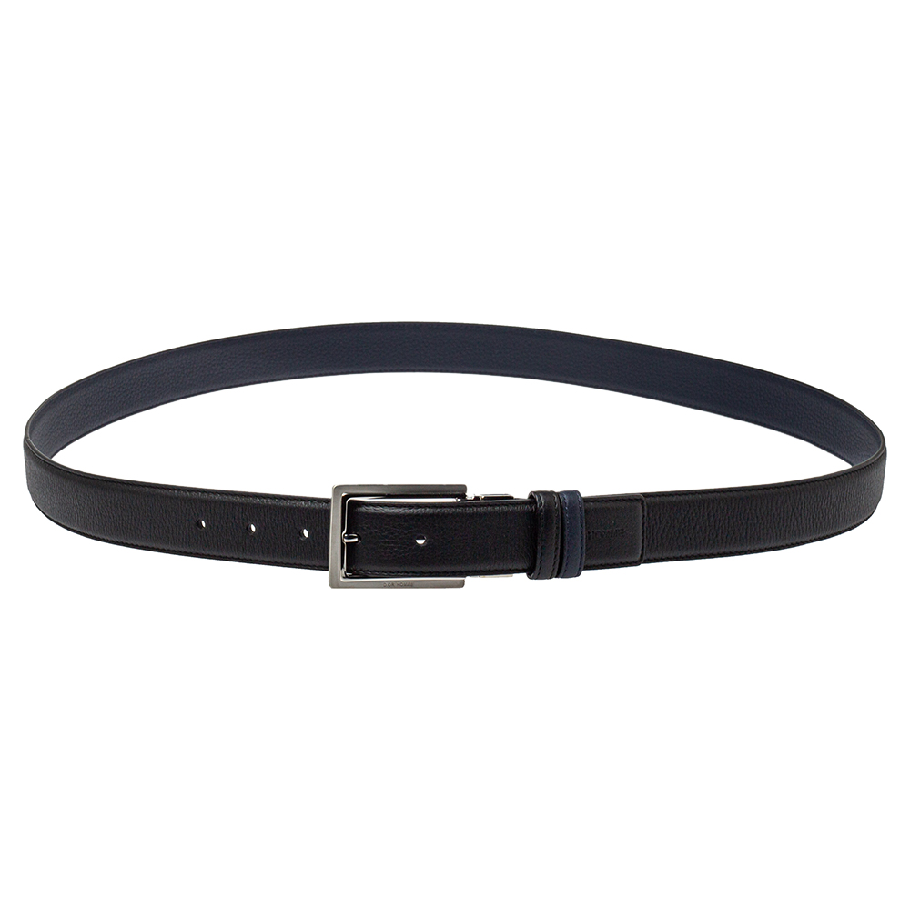 Dior Black/Blue Leather Reversible Belt 120CM