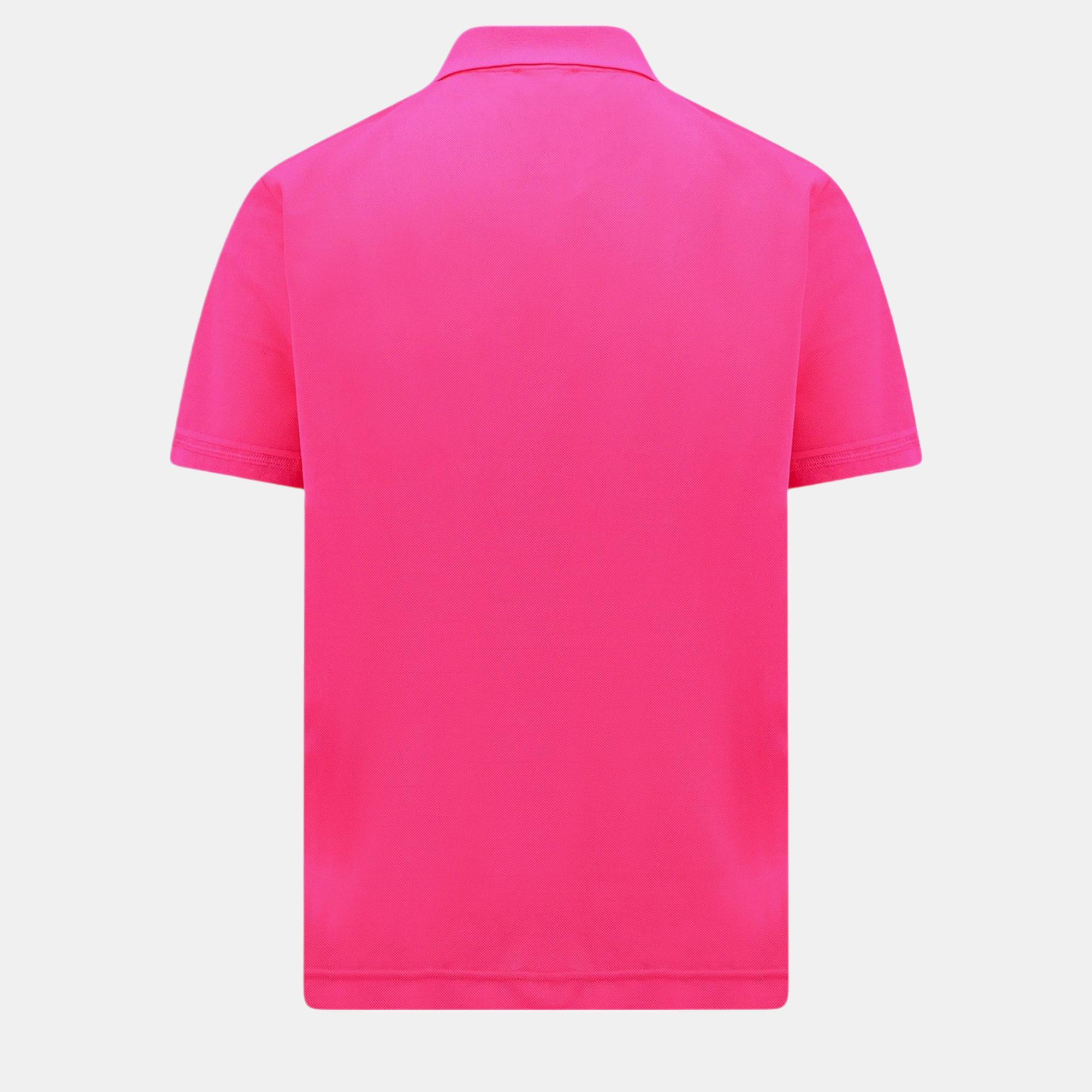 Dior Pink Embroidered Logo Polo Shirt L