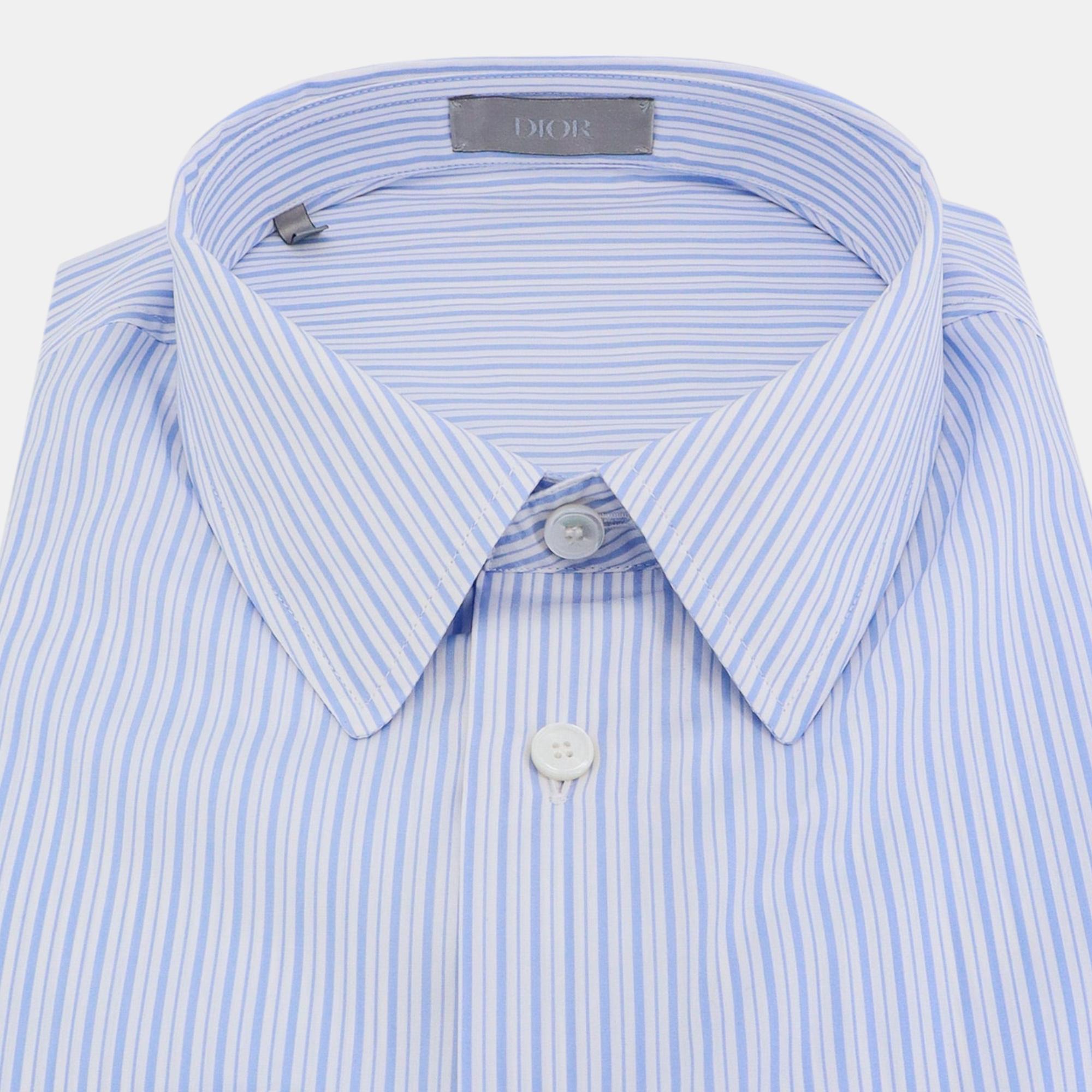 Dior Blue  Cotton Shirt Striped Motif