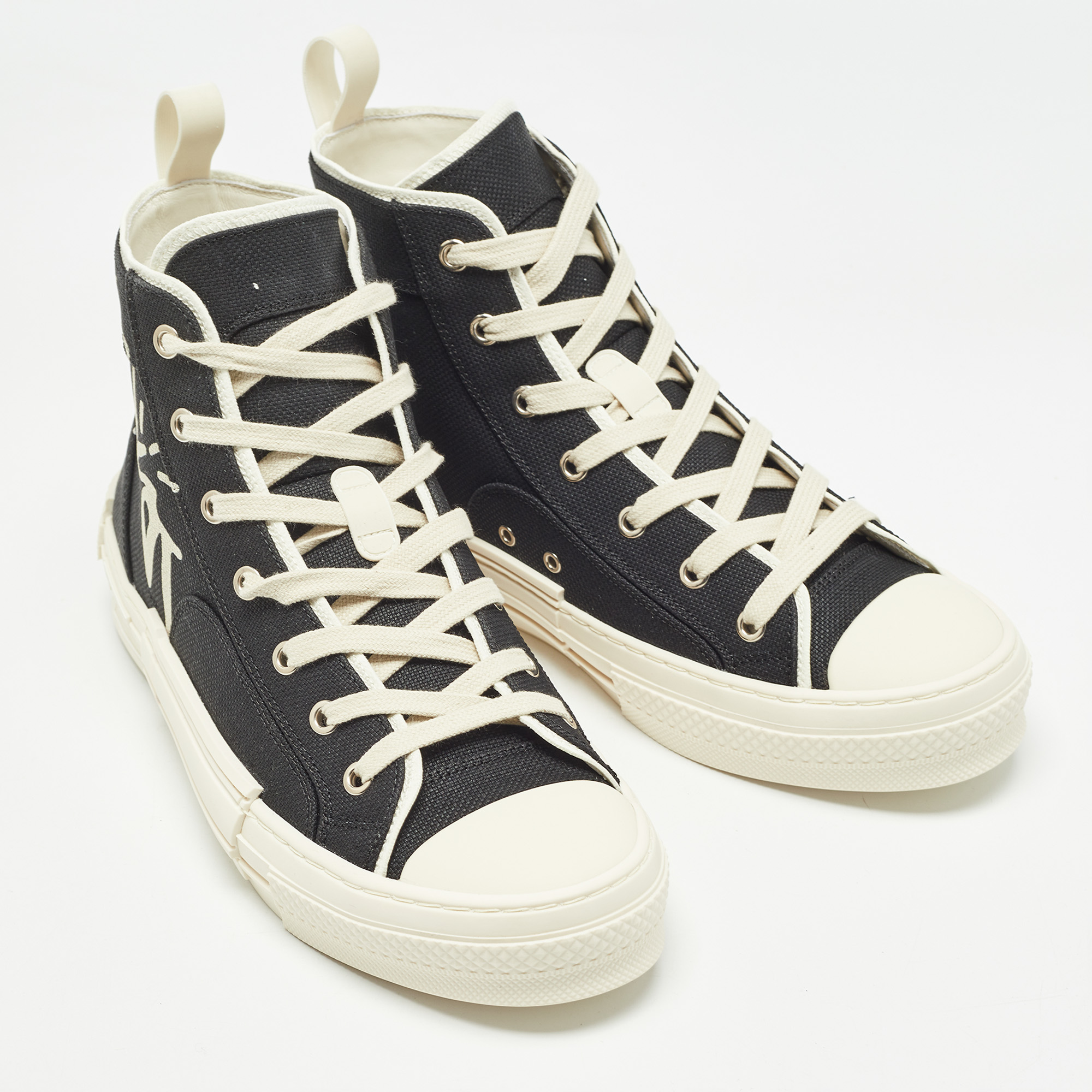 Dior Black Canvas Jack B23 High Top Sneakers Size 41.5