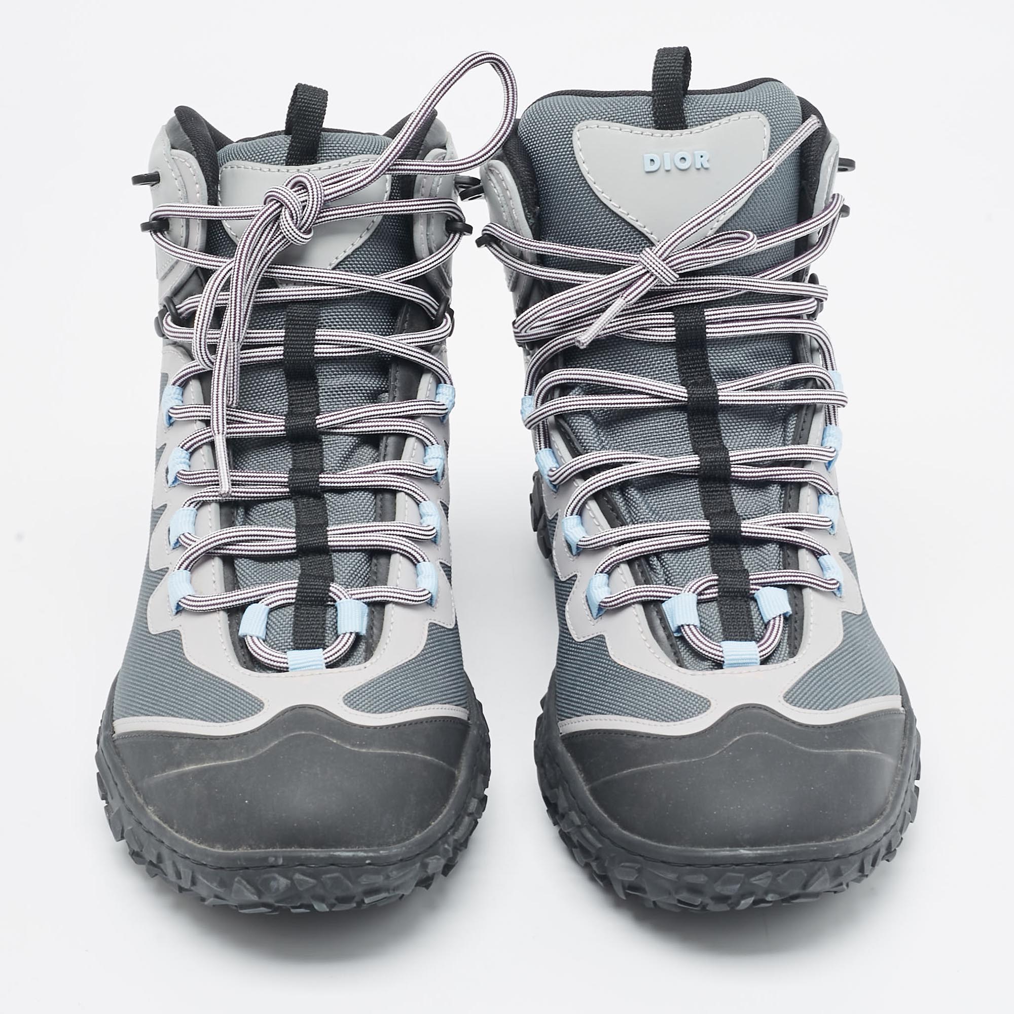 Dior Multicolor Canvas And Leather B28 Hiking Boots Size 43