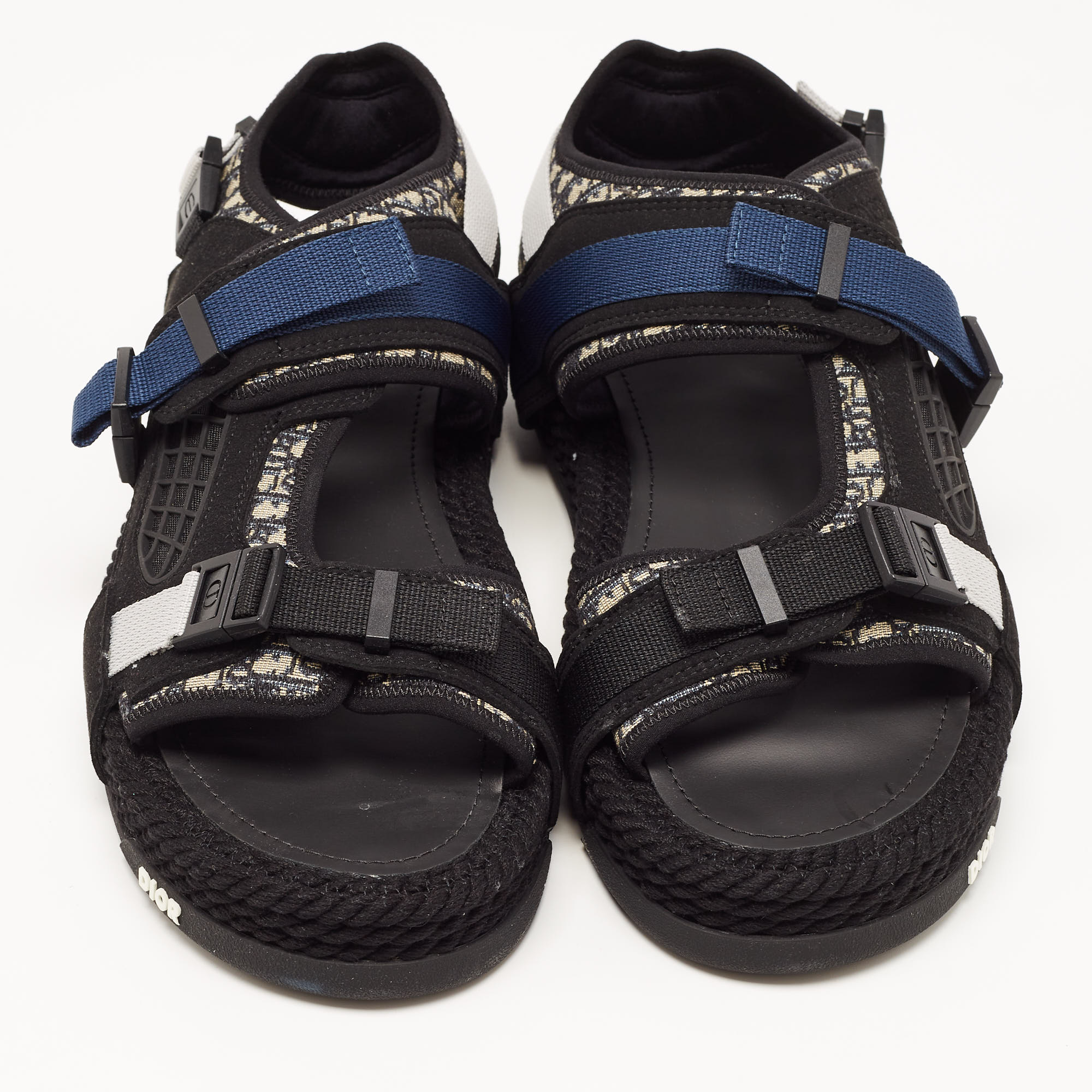 DIOR Black/Grey Jacquard Atlas Sandals Size 43