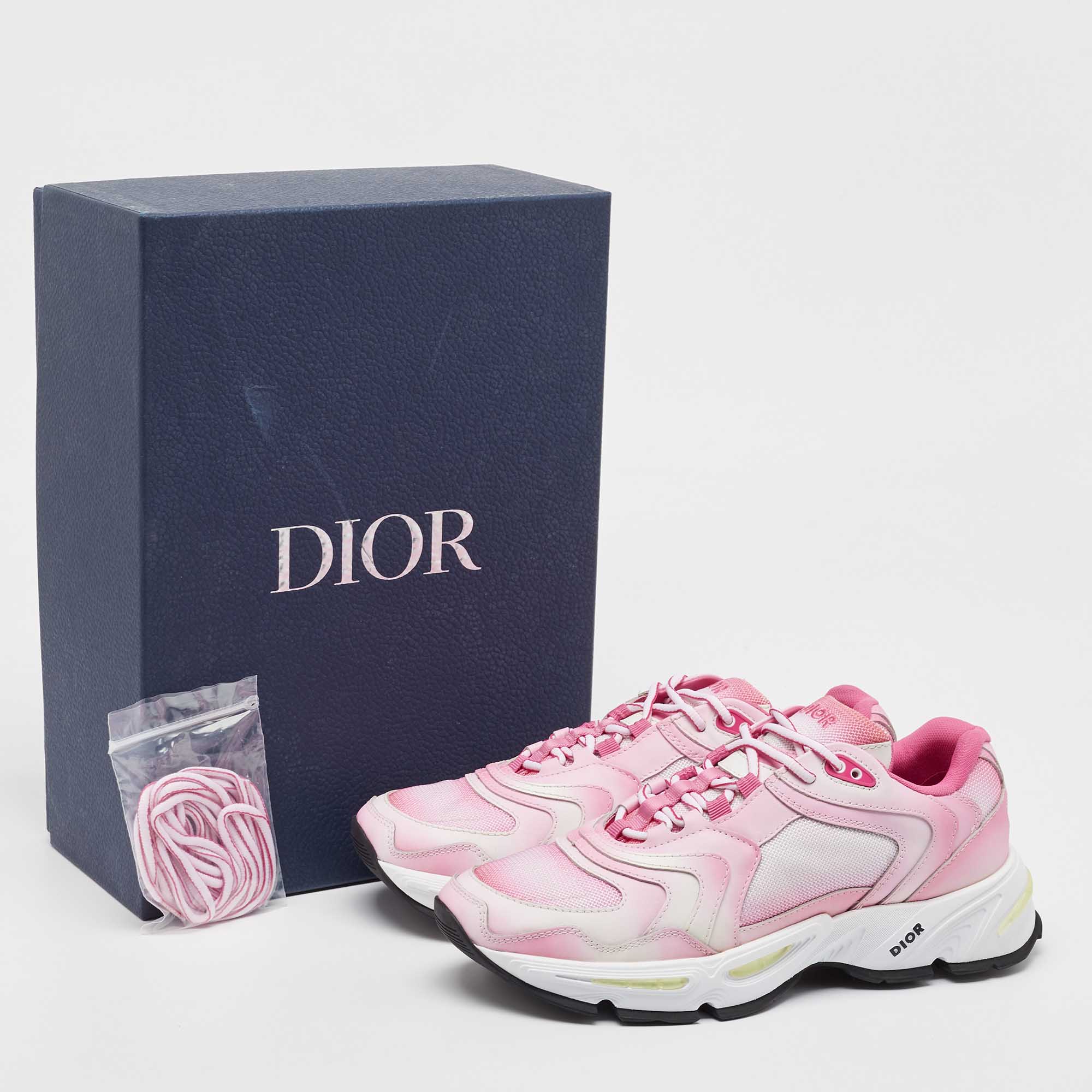DIOR Pink/White Mesh And Leather CD1 Gradient Sneakers Size 41