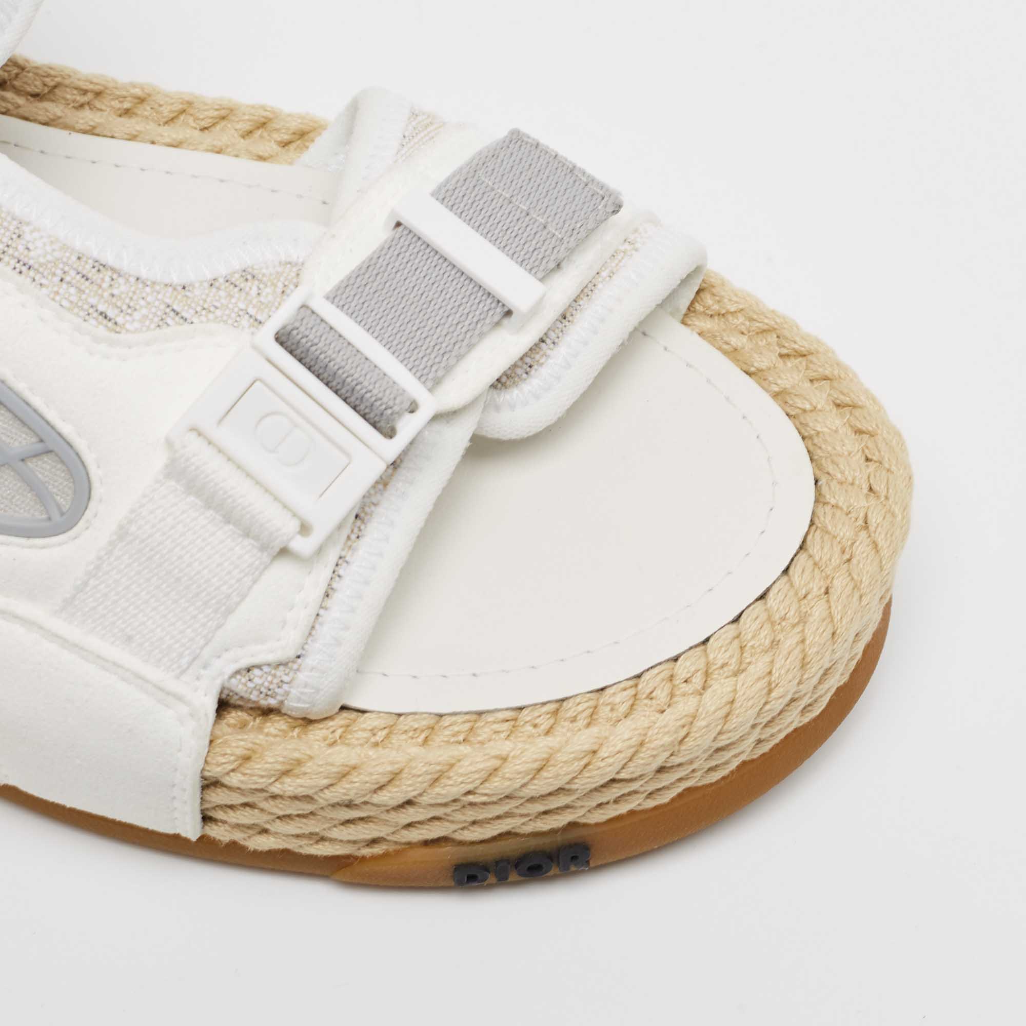 Dior White Canvas And Suede Atlas Sandals Size 41