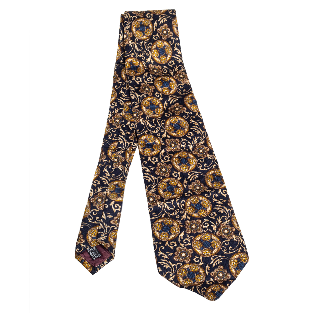 Dior Vintage Multicolor Printed Silk Traditional Tie