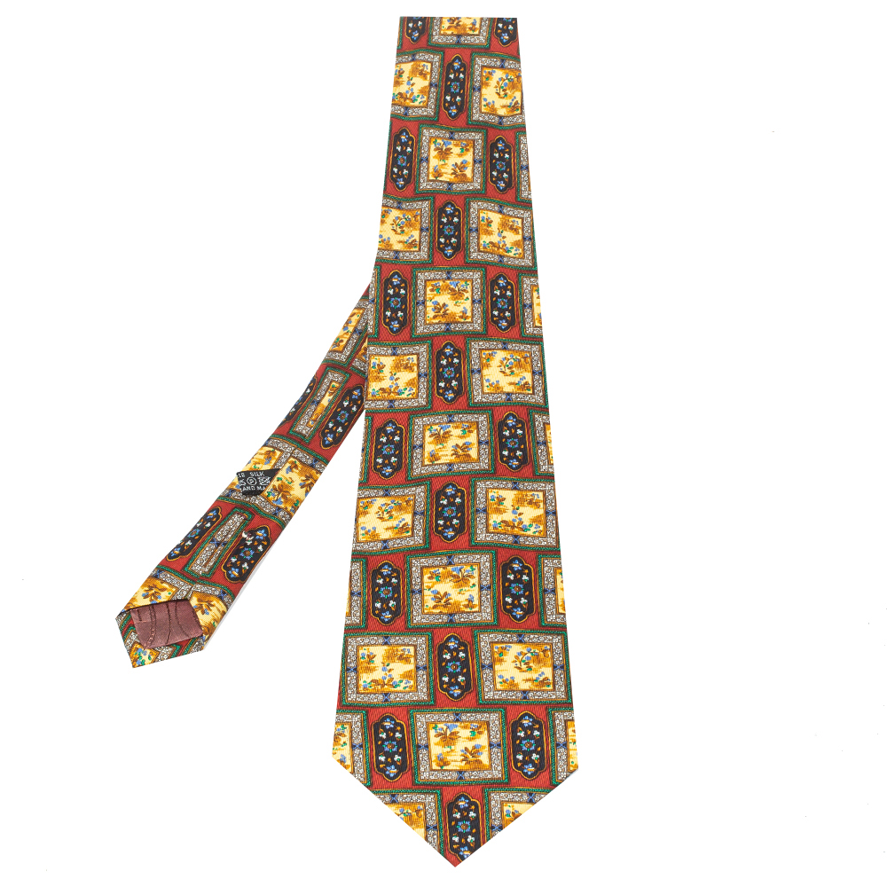 Christian Dior Monsieur Multicolor Floral Printed Silk Tie