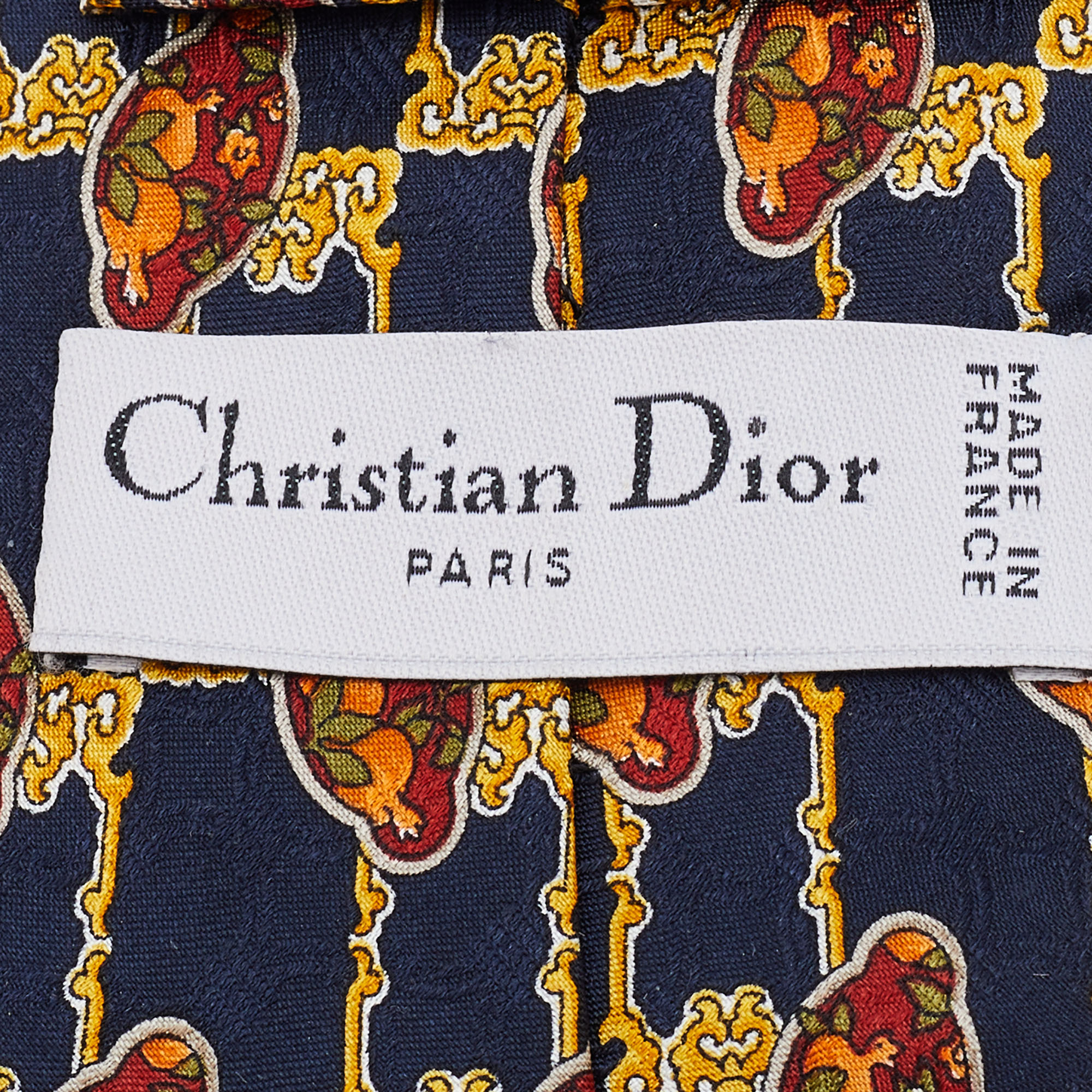 Christian Dior Black Printed Silk Tie