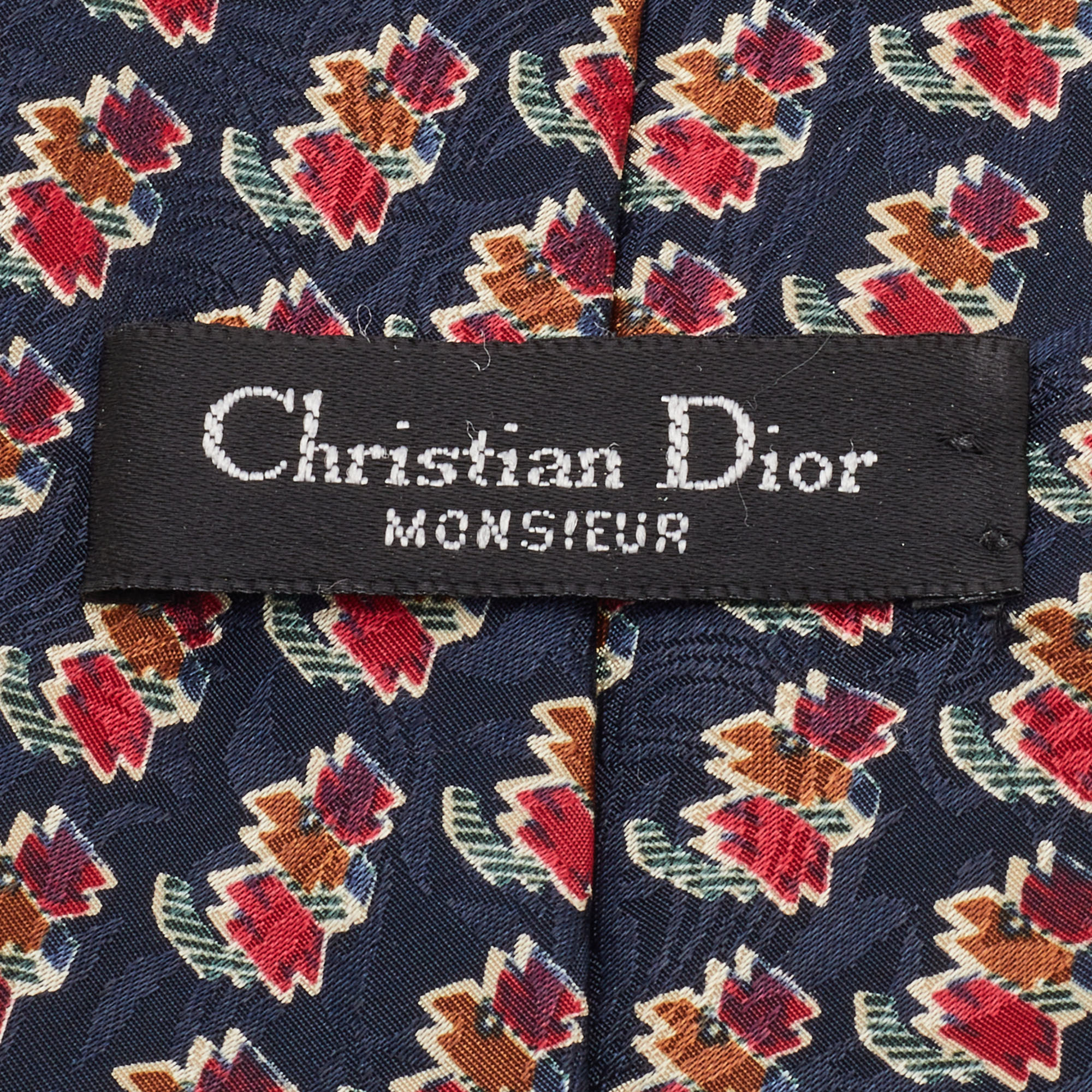 Christian Dior Monsieur Black Printed Polyester Tie