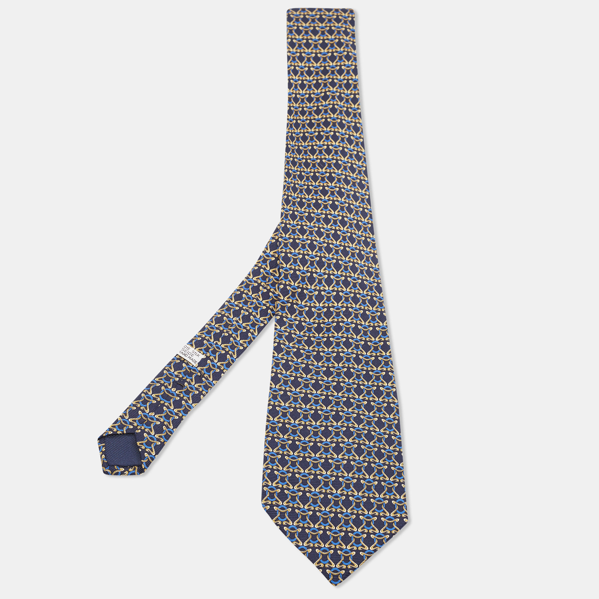 Christian Dior Navy Blue Printed Silk Tie