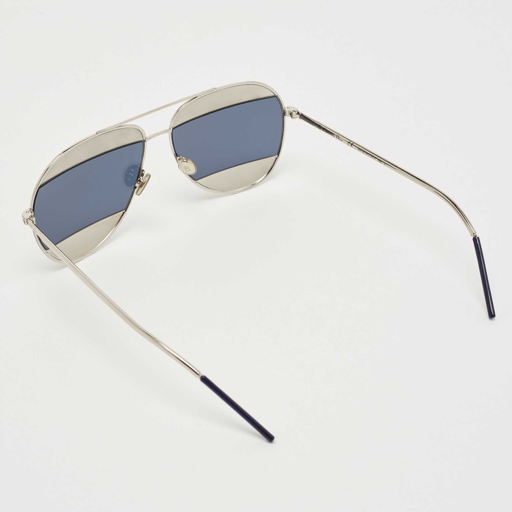 Dior Silver/Blue 010KU Split1 Aviator Sunglasses