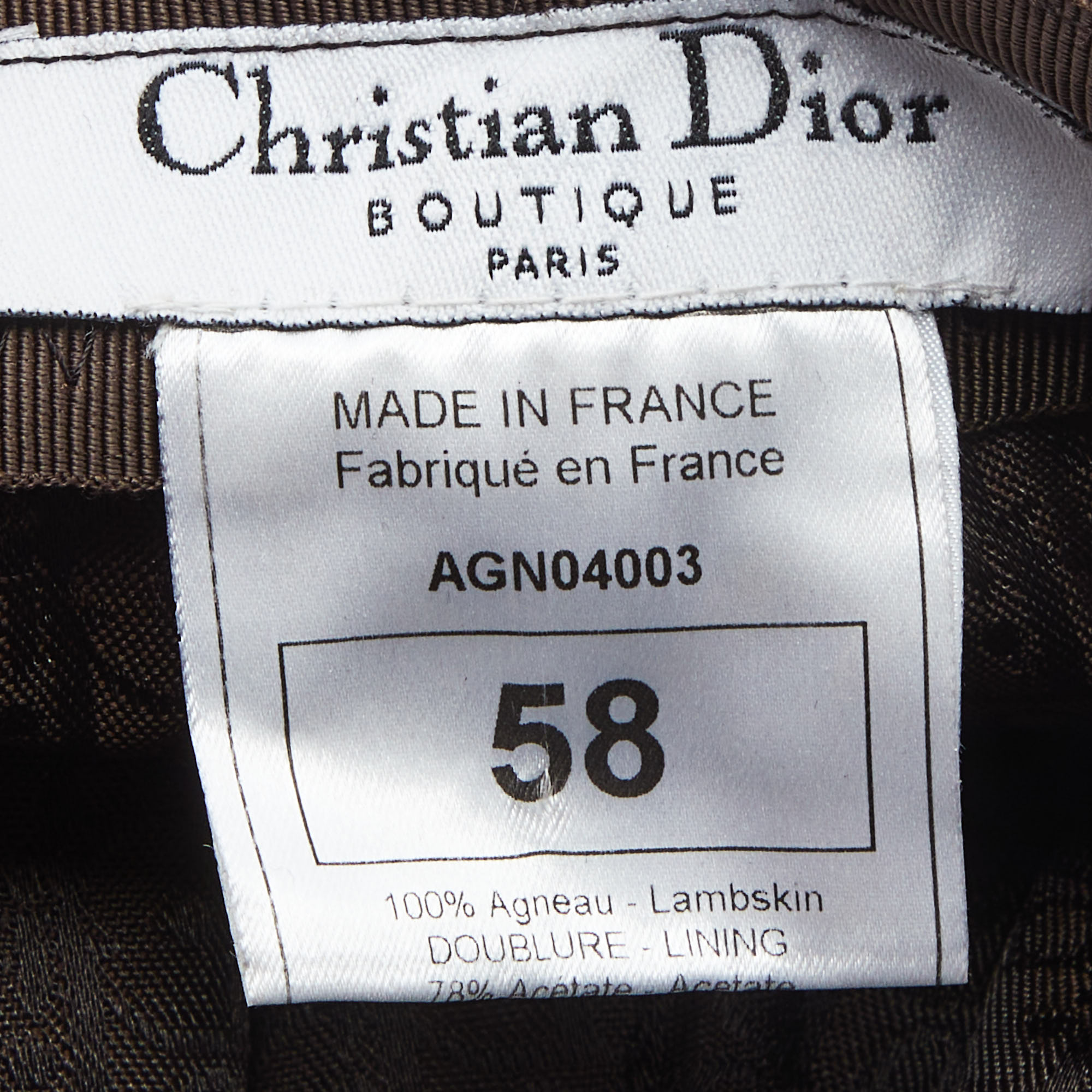 Christian Dior Boutique Brown Croc Embossed Leather Newsboy Hat Size 58