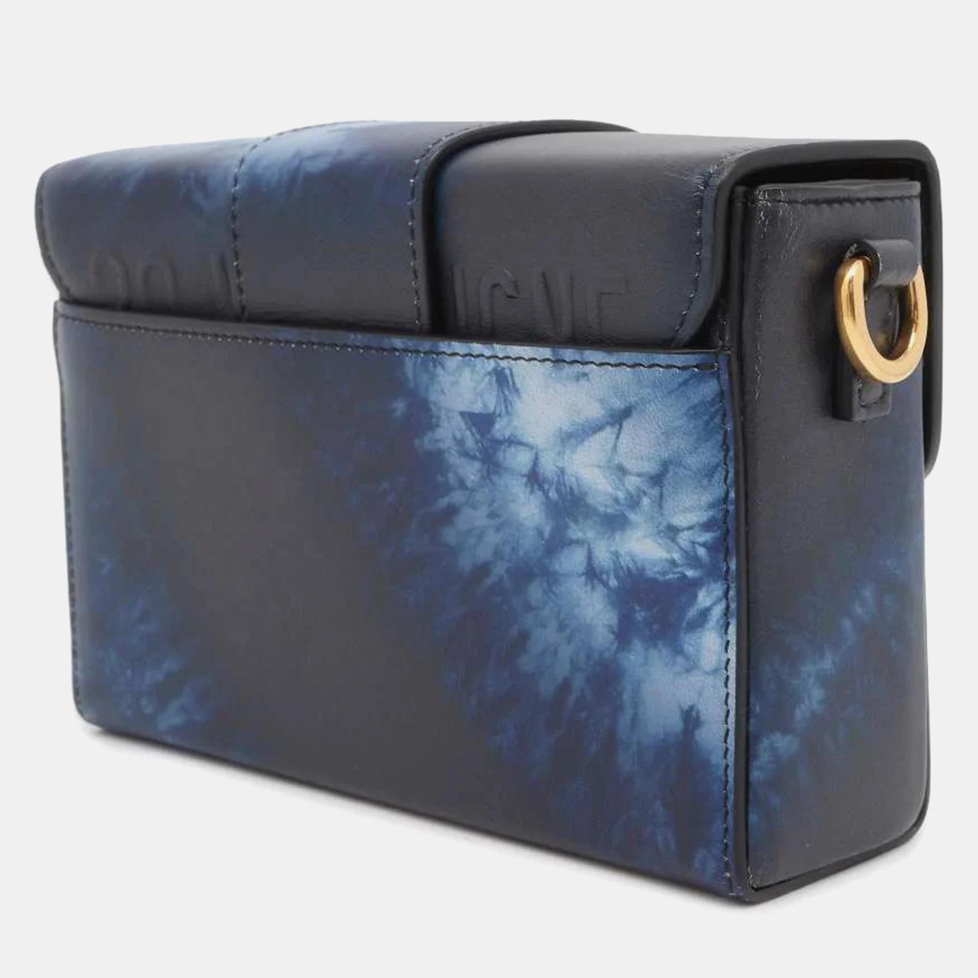 Dior Blue Leather Graphic Print 30 Montaigne Box Bag