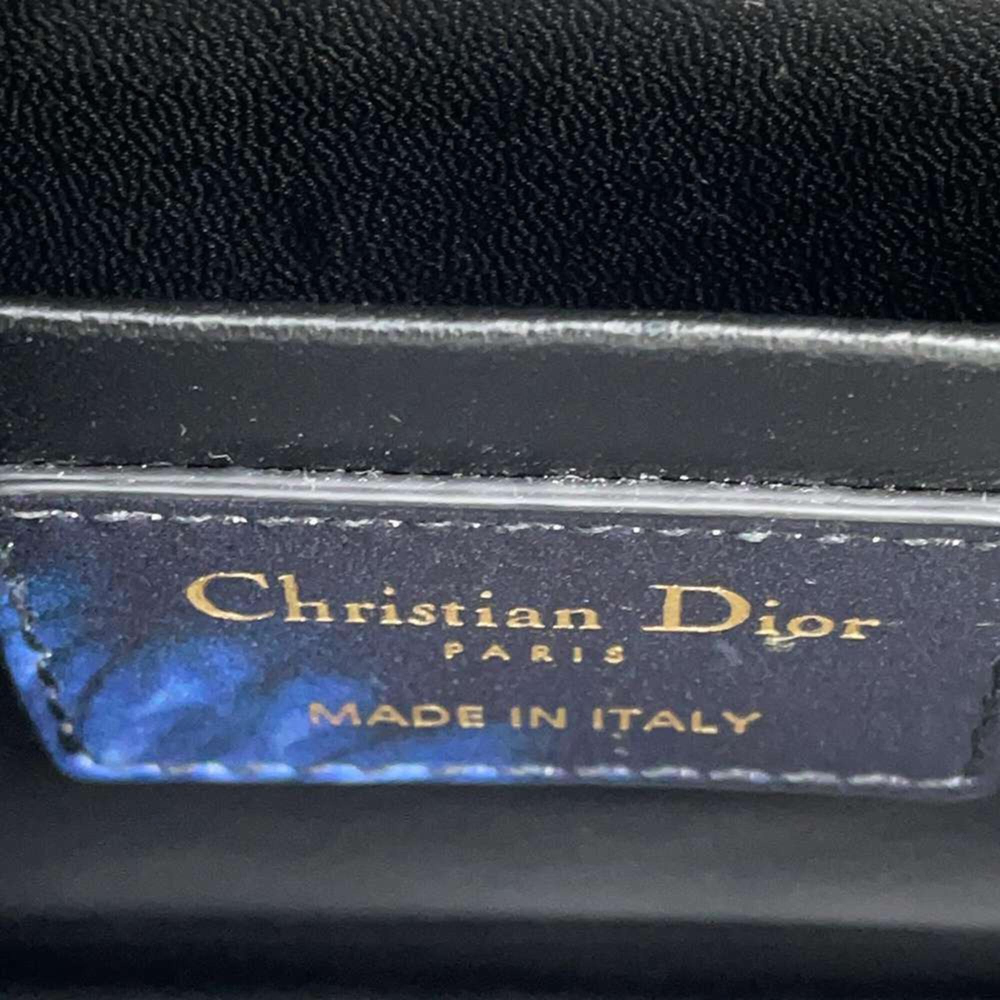 Dior Blue Leather Graphic Print 30 Montaigne Box Bag