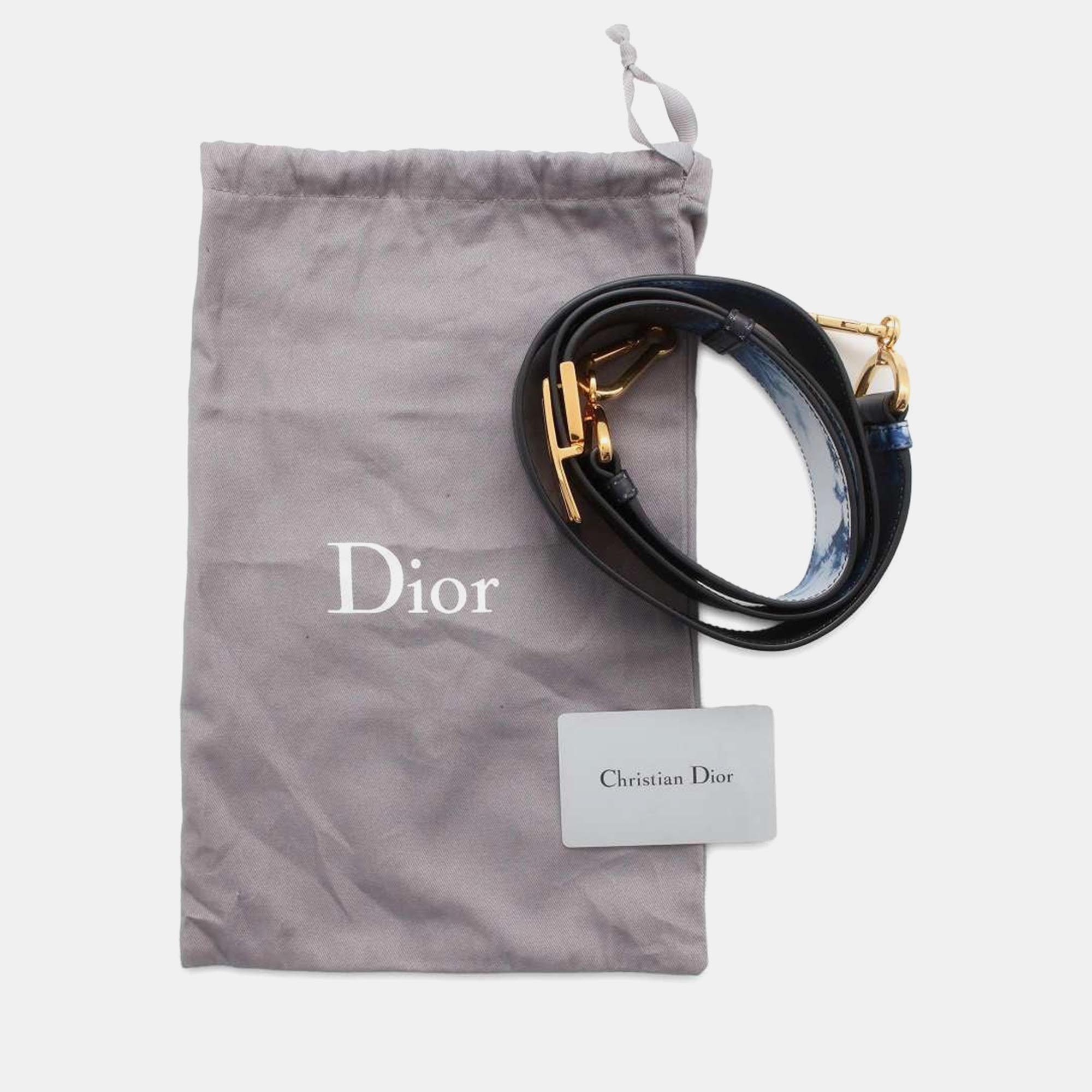 Dior Blue Leather Graphic Print 30 Montaigne Box Bag