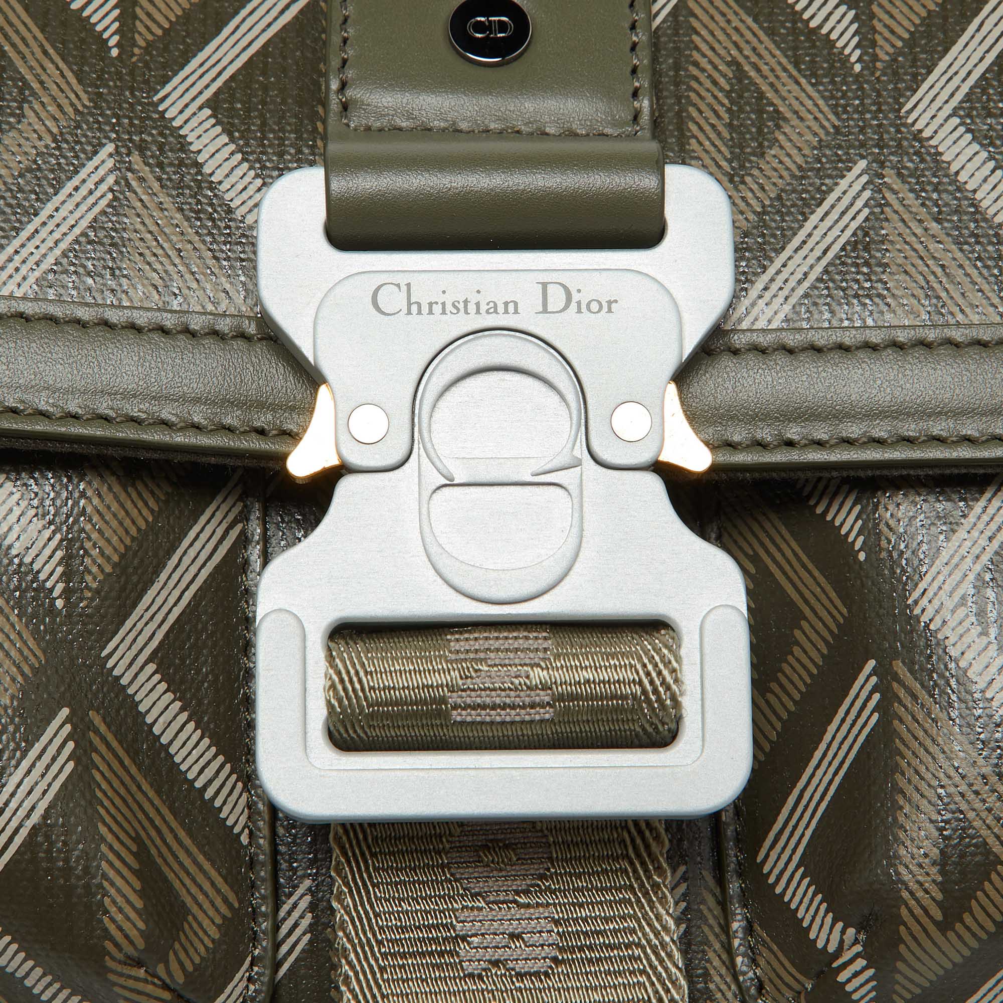 Dior Olive Green Diamond Coated Canvas And Leather Hit The Road Bag