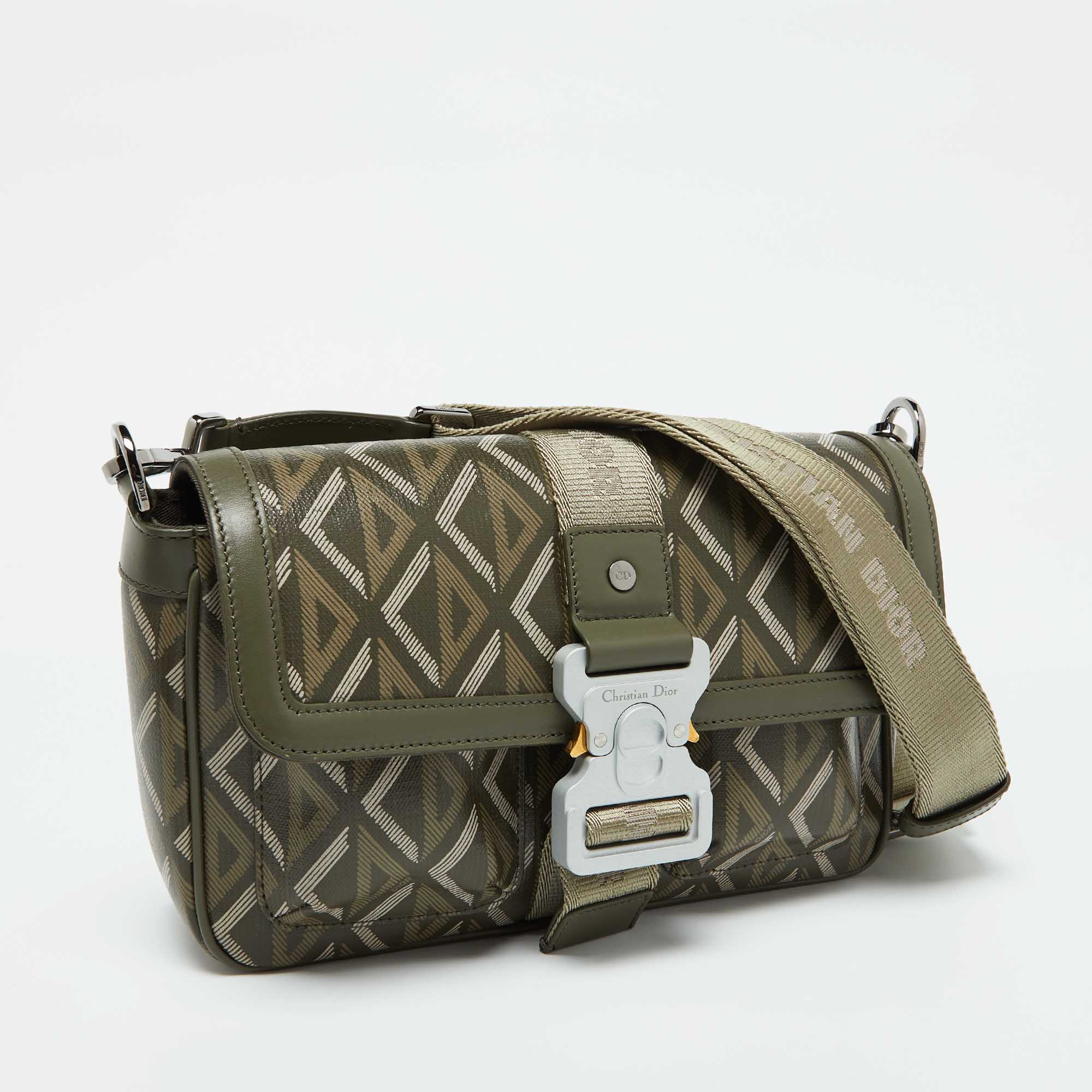 Dior Olive Green Diamond Coated Canvas And Leather Hit The Road Bag