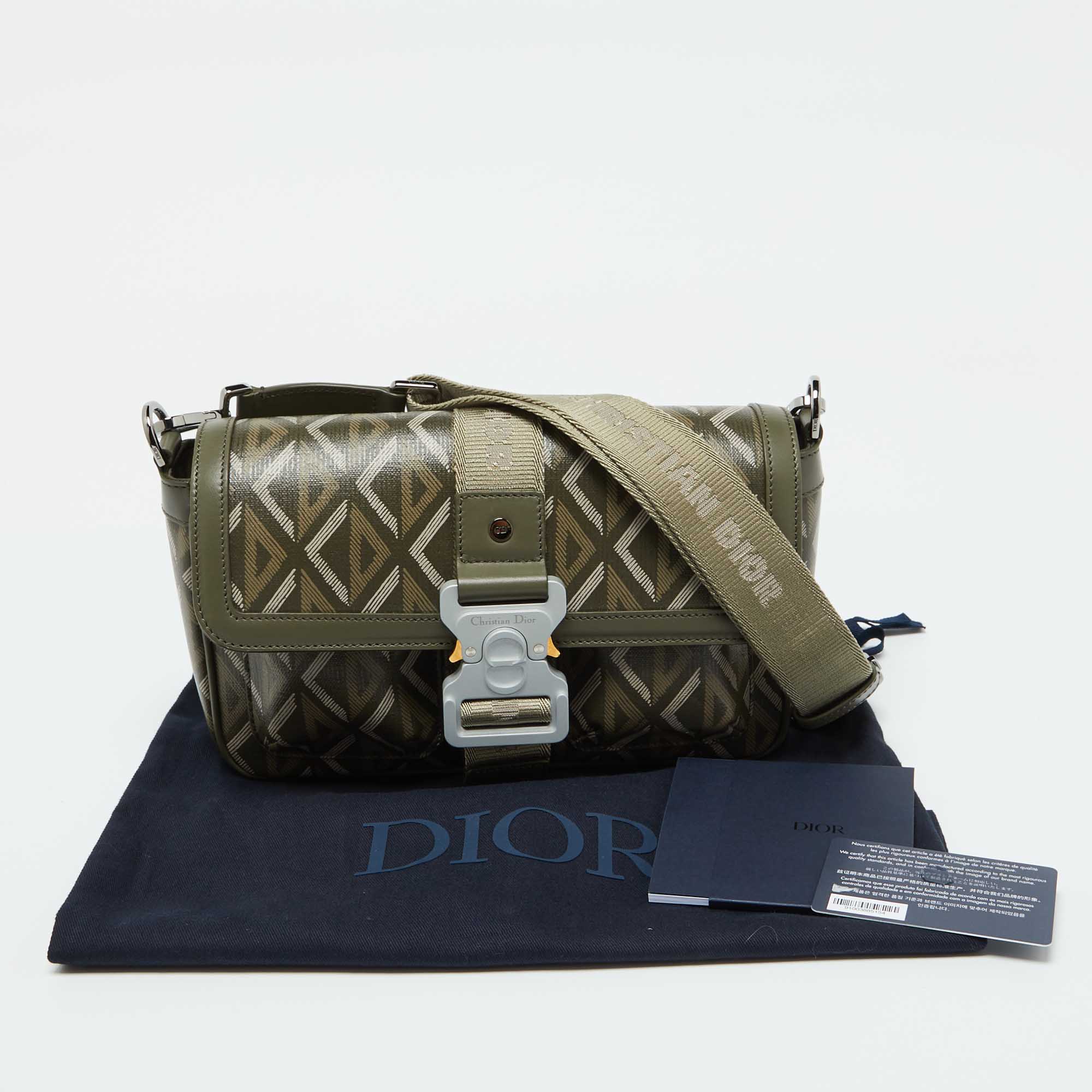 Dior Olive Green Diamond Coated Canvas And Leather Hit The Road Bag