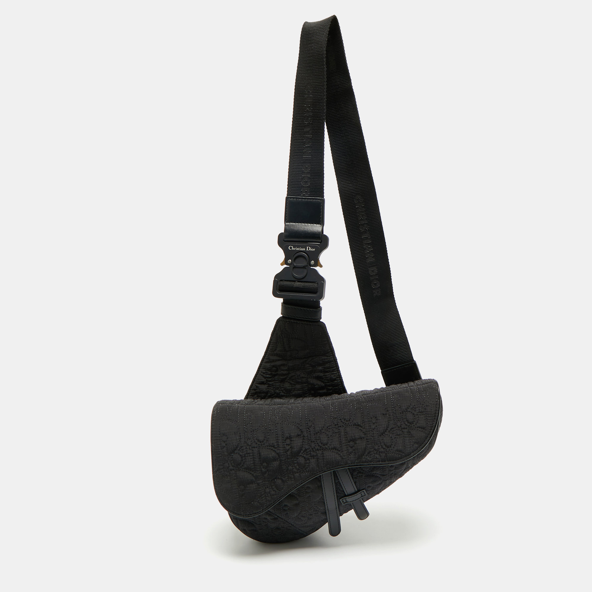 Dior Black Oblique Nylon Saddle Crossbody Bag