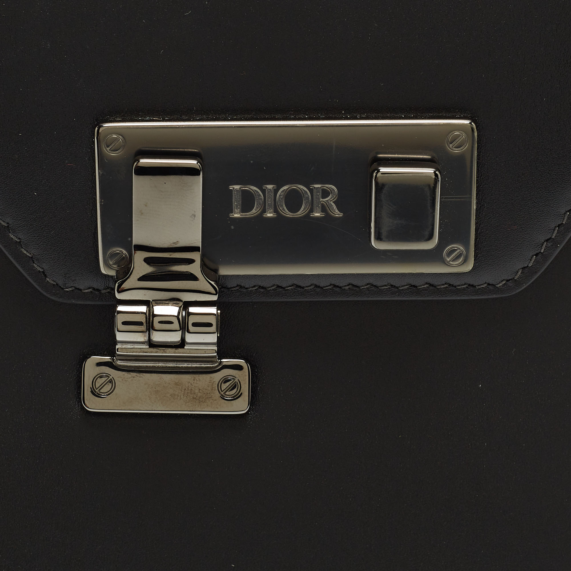 Dior Black Leather Vertical Pouch Bag