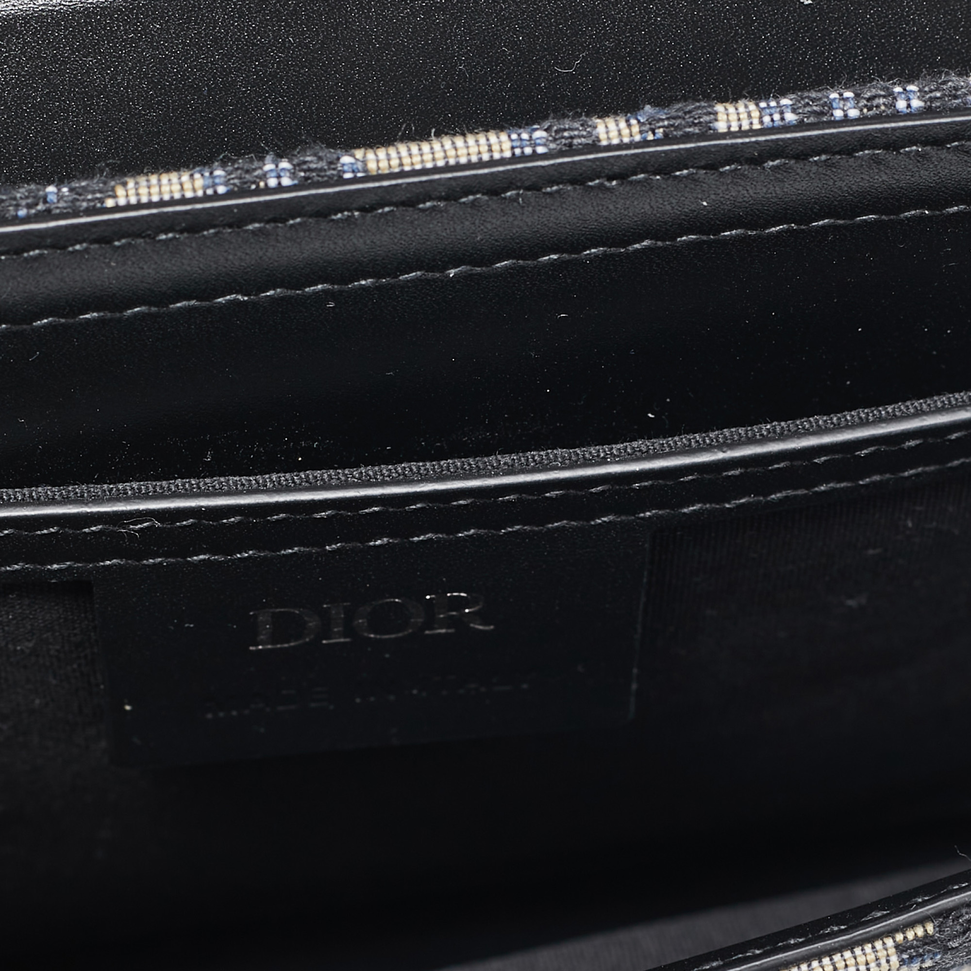Dior Black/Blue Oblique Canvas And Leather Lock Messenger Bag