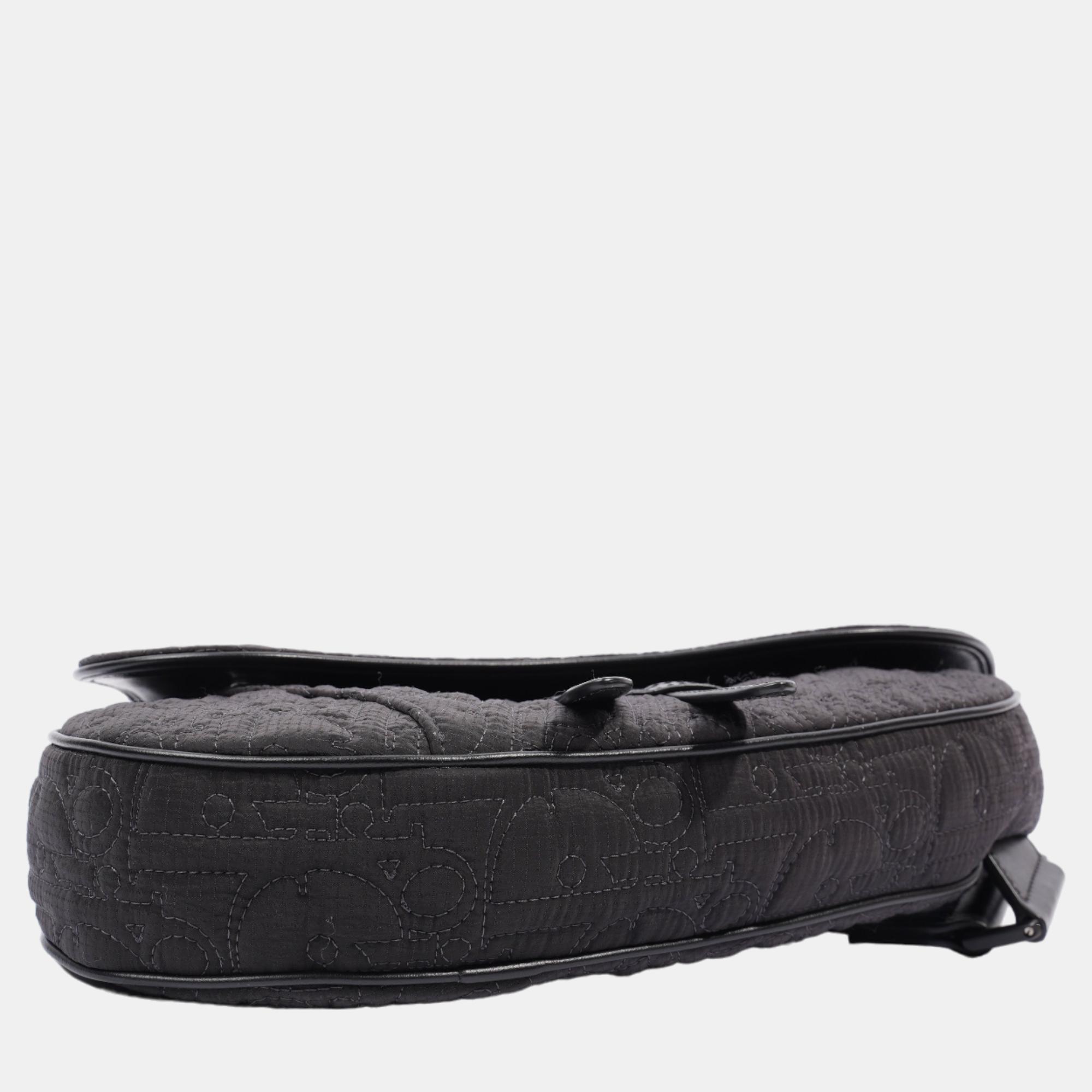 Christian Dior Saddle Bag Black Nylon