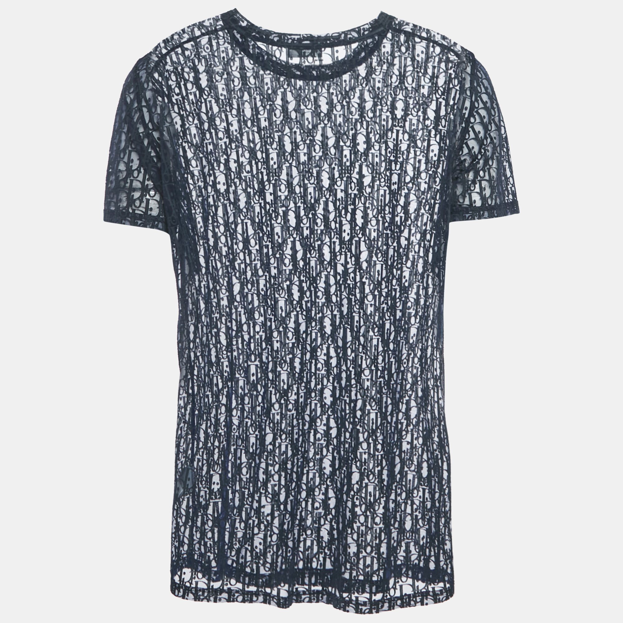 Dior Homme Navy Blue Oblique Jersey Sheer T-Shirt M
Dior Homme Navy Blue Oblique Jersey Sheer T-Shirt M