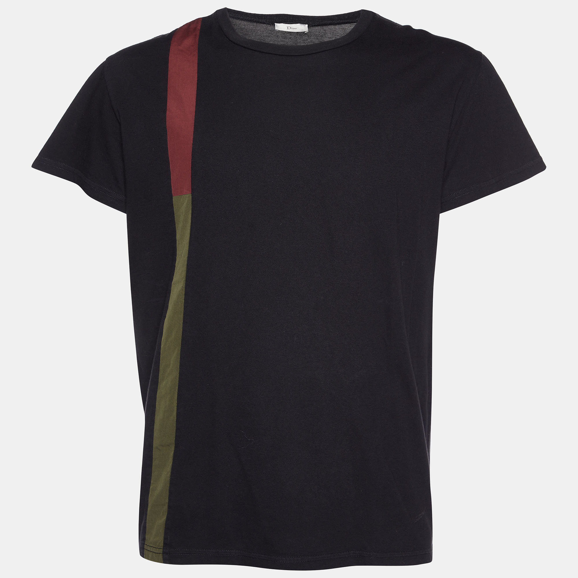 Dior Homme Black Cotton Knit Trim Detail T-Shirt L