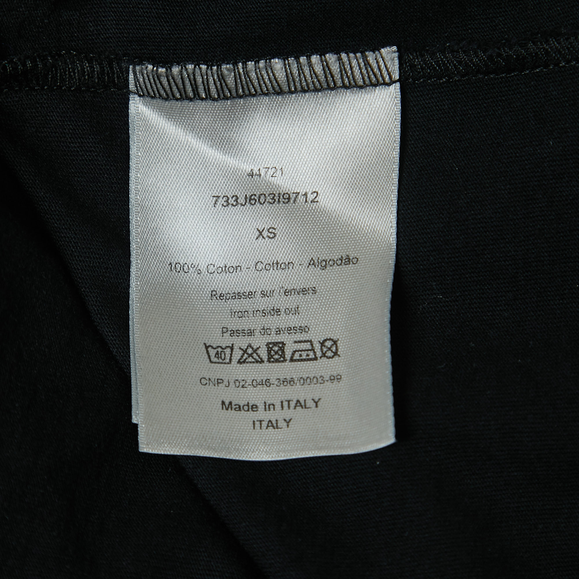 Dior Black Bee Script Print Cotton Half Sleeve T-Shirt XS
