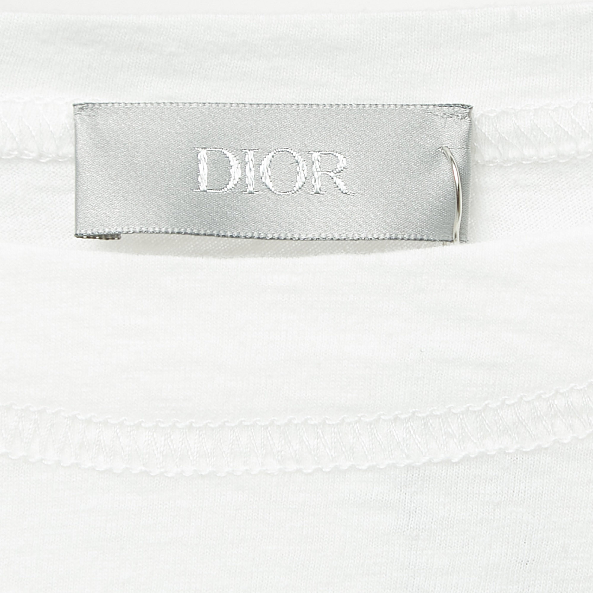 Dior White Logo Print Cotton Half Sleeve T-Shirt M