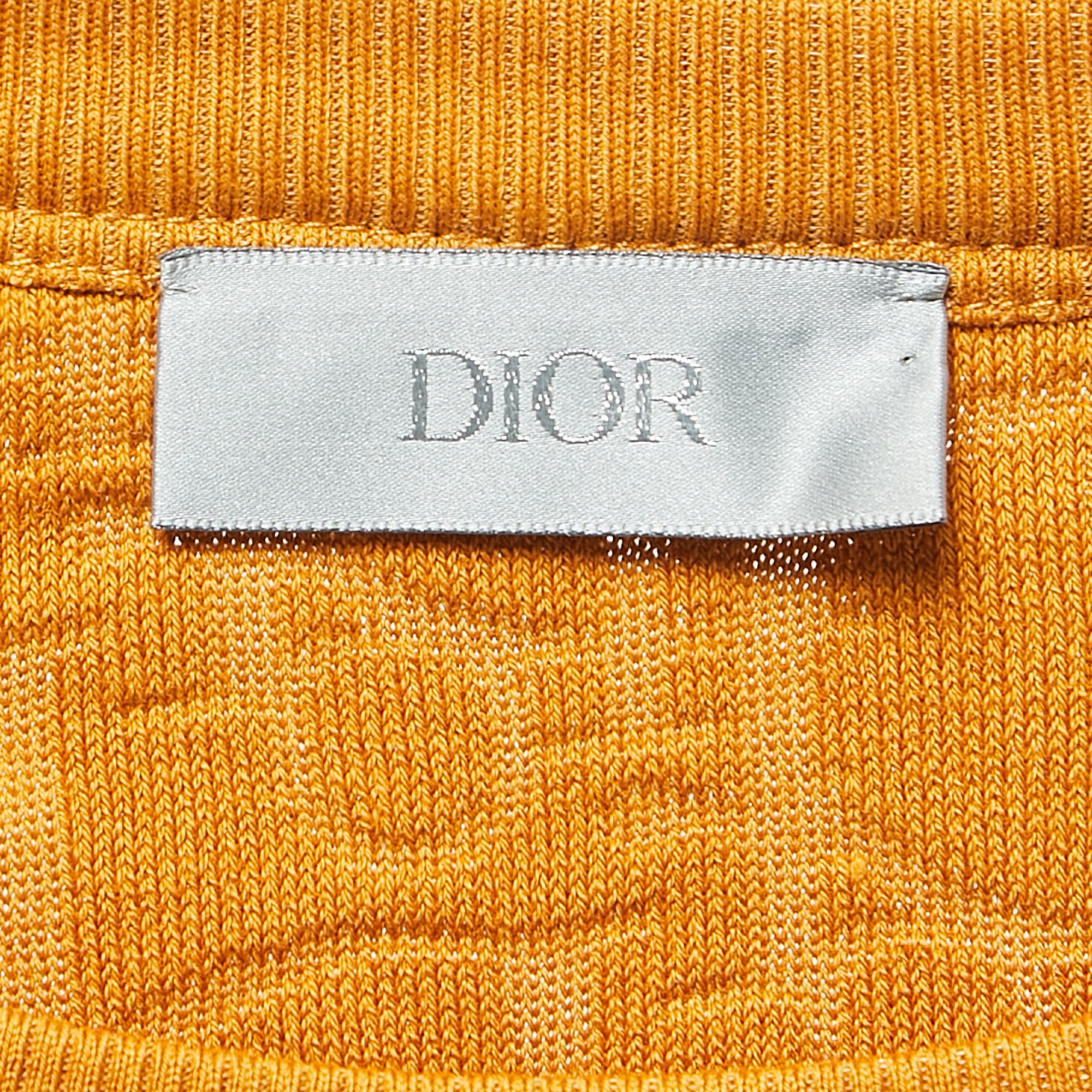Dior Mustard Yellow Oblique Jacquard Terry Cotton Relaxed Fit T-Shirt XL