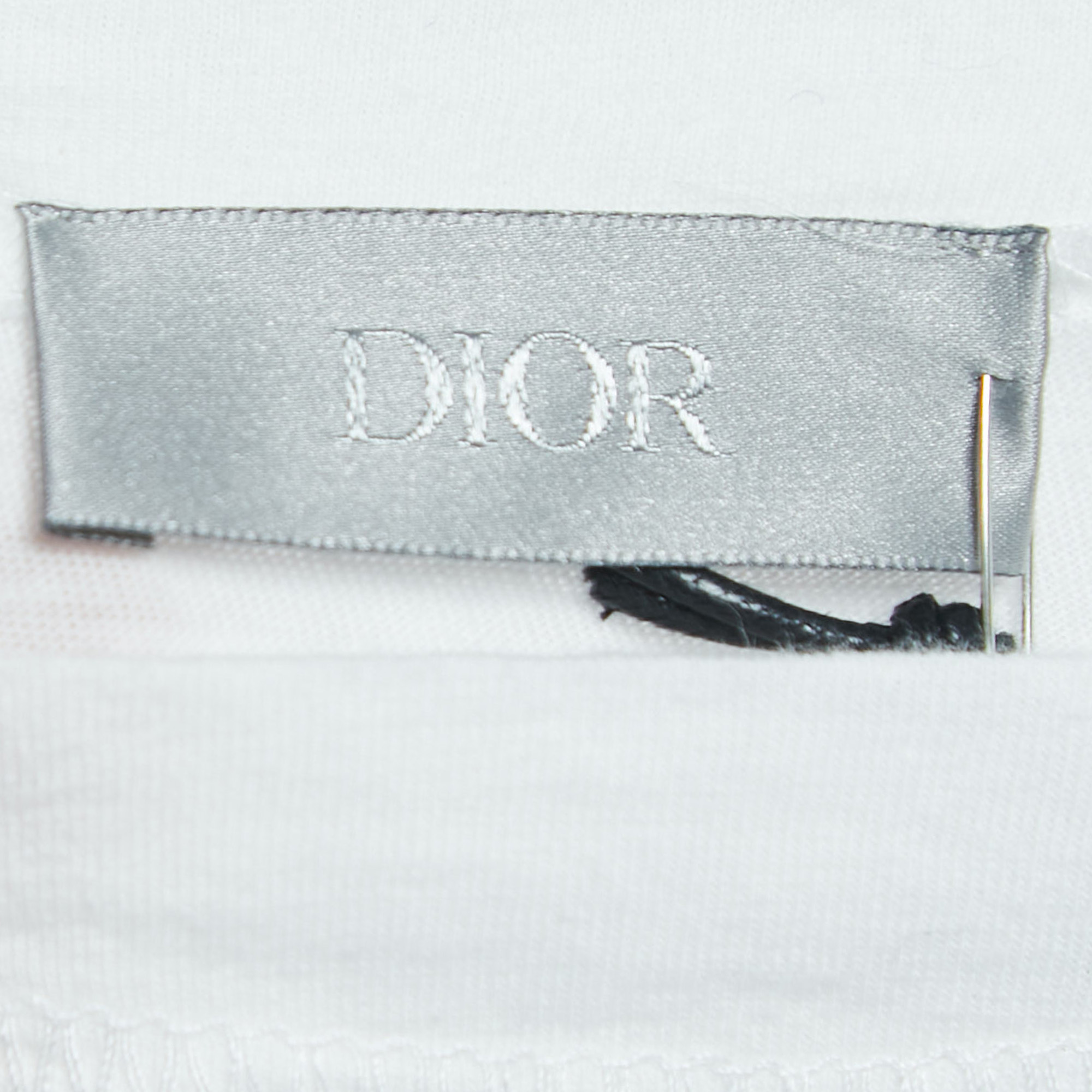 Dior Homme White Logo Print Cotton Half Sleeve T-Shirt L