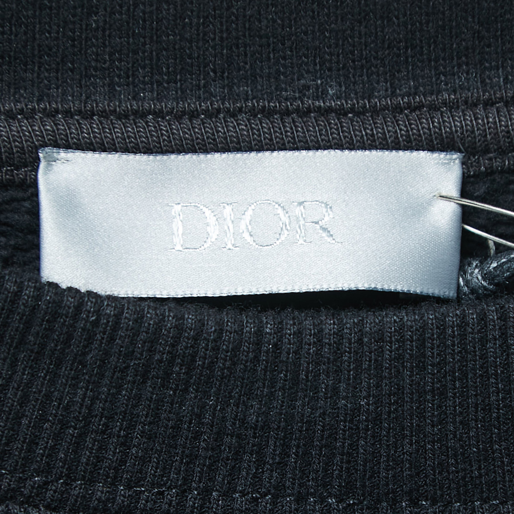 Dior Homme Black Logo Embroidered Crew Neck Sweatshirt M