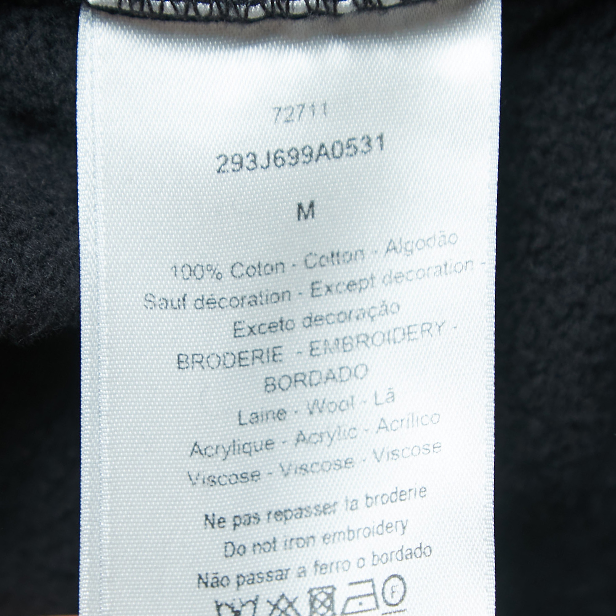 Dior Homme Black Logo Embroidered Crew Neck Sweatshirt M