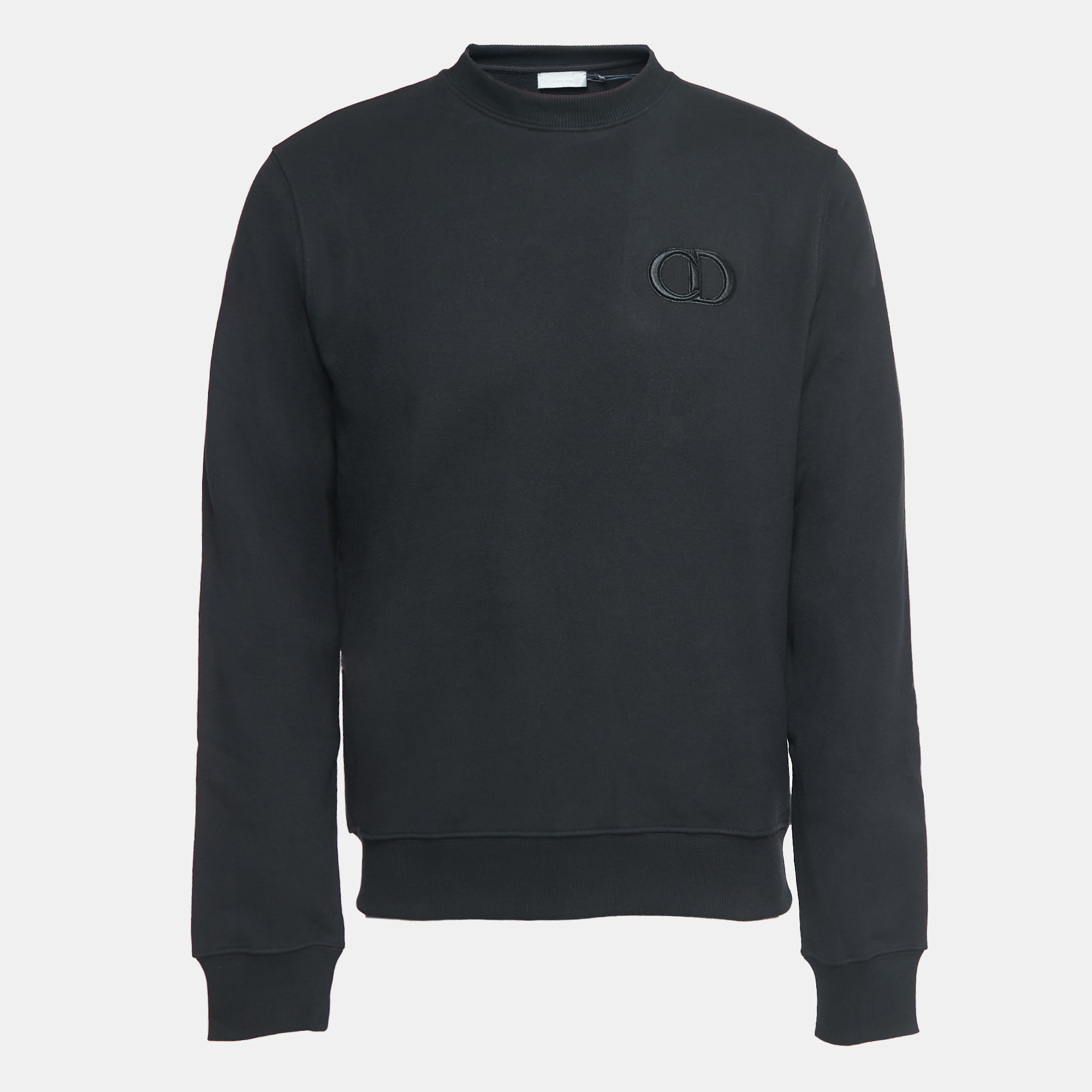 Dior Homme Black Logo Embroidered Cotton Crew Neck Sweatshirt M