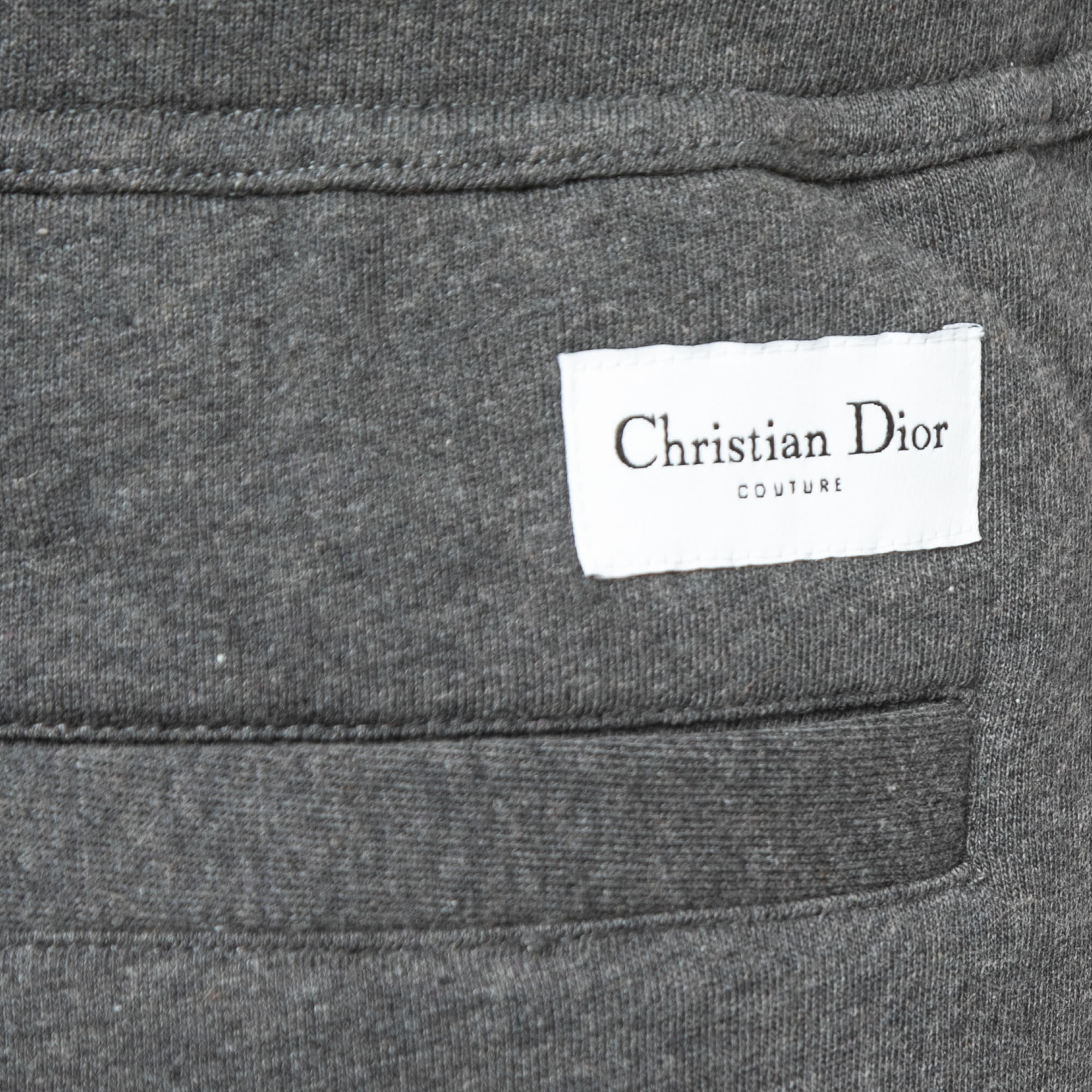 Dior Grey Cotton Blend Knit Drawstring Joggers XL
