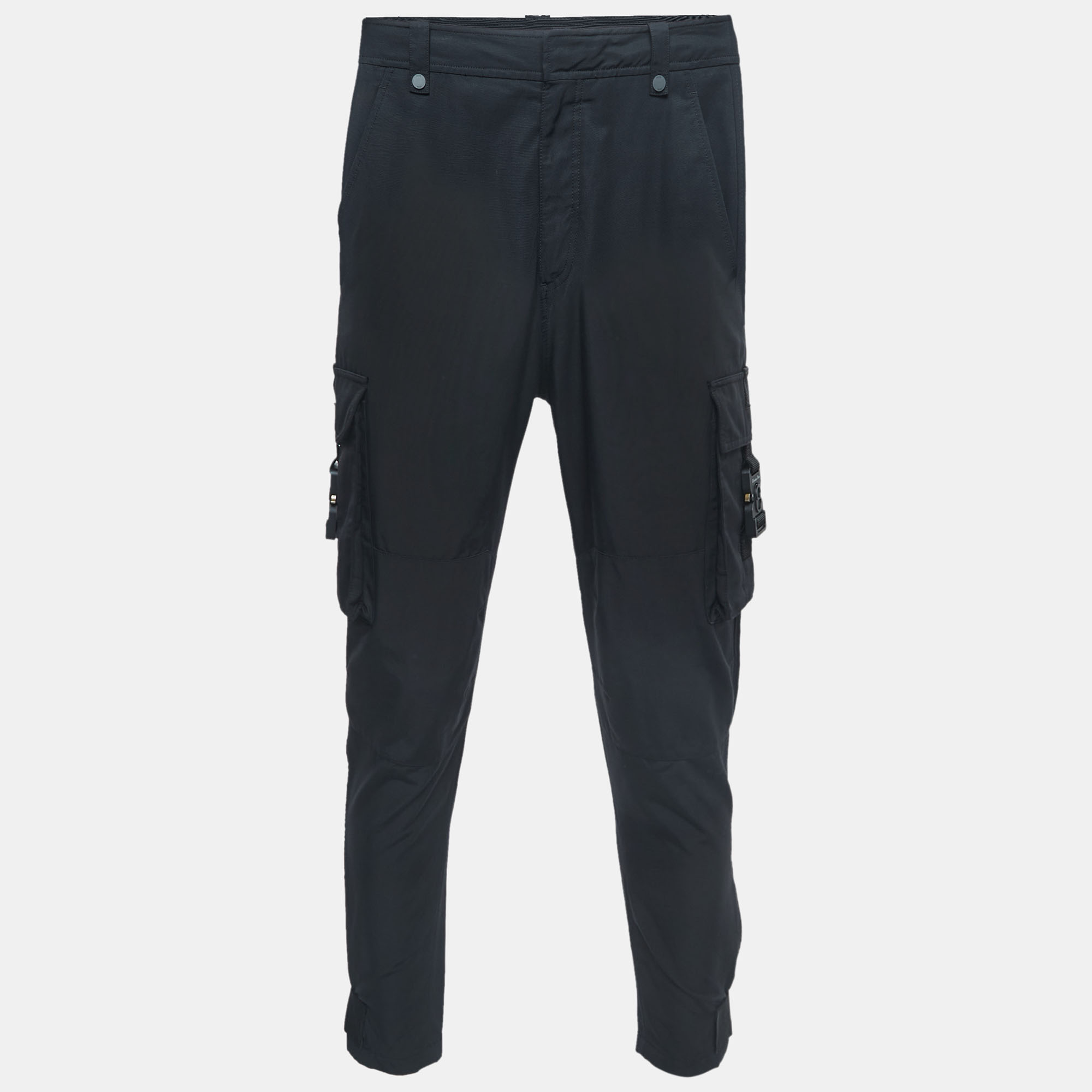 Dior Homme Black Technical Cotton Tactical CD Buckled Cargo Pants S