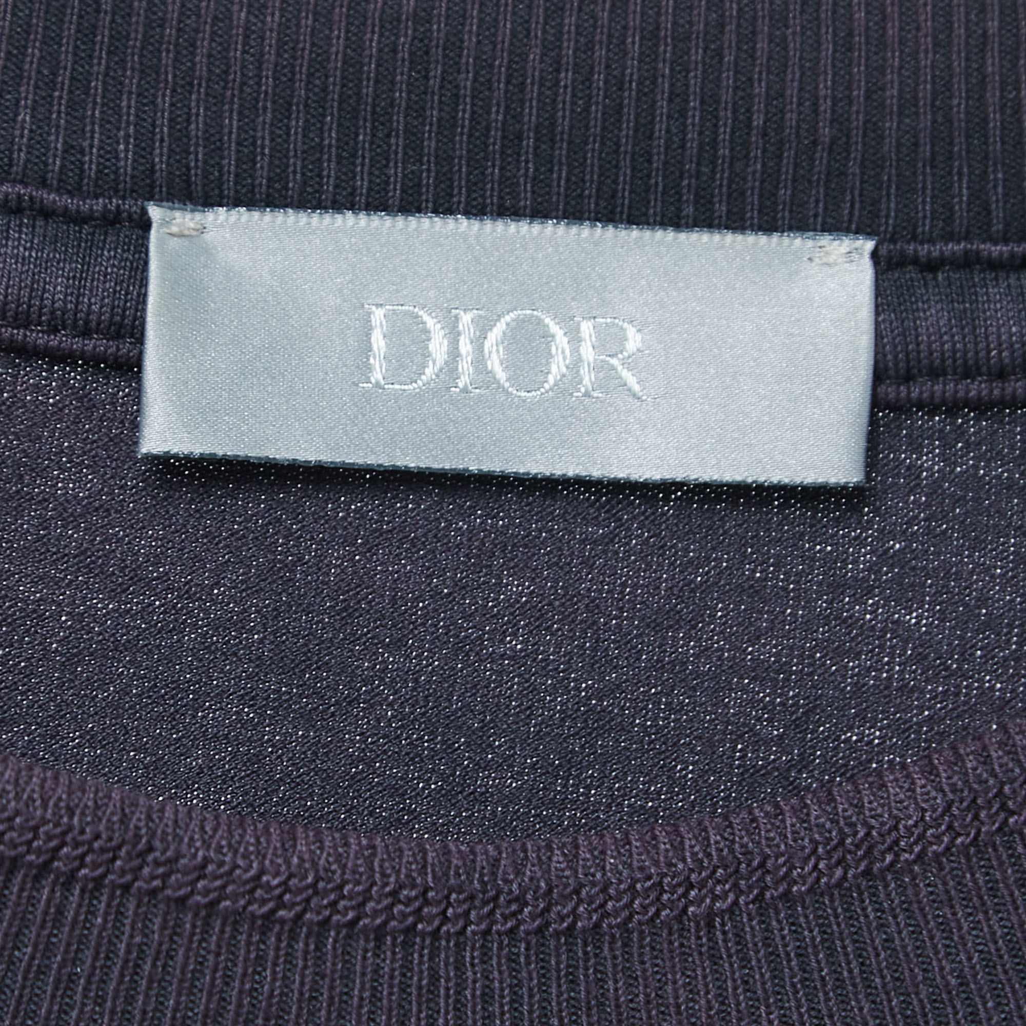 Dior Purple Cotton Embroidered Crewneck T-Shirt L